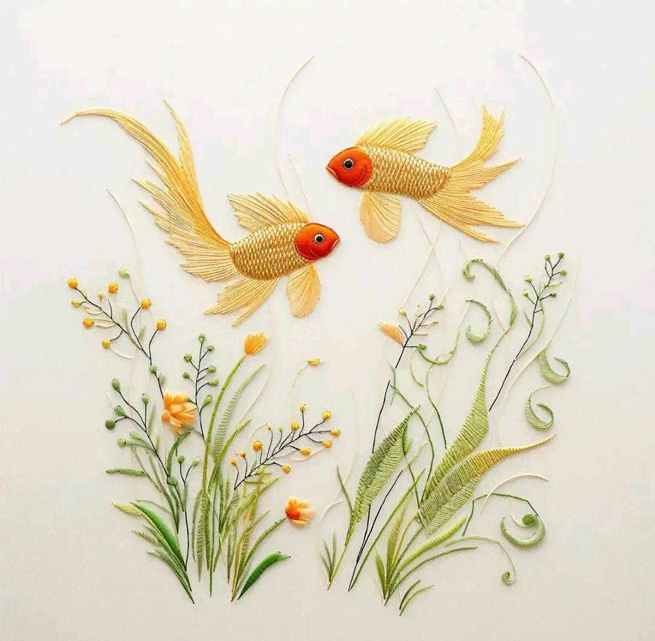 刺绣 | 金鱼作品