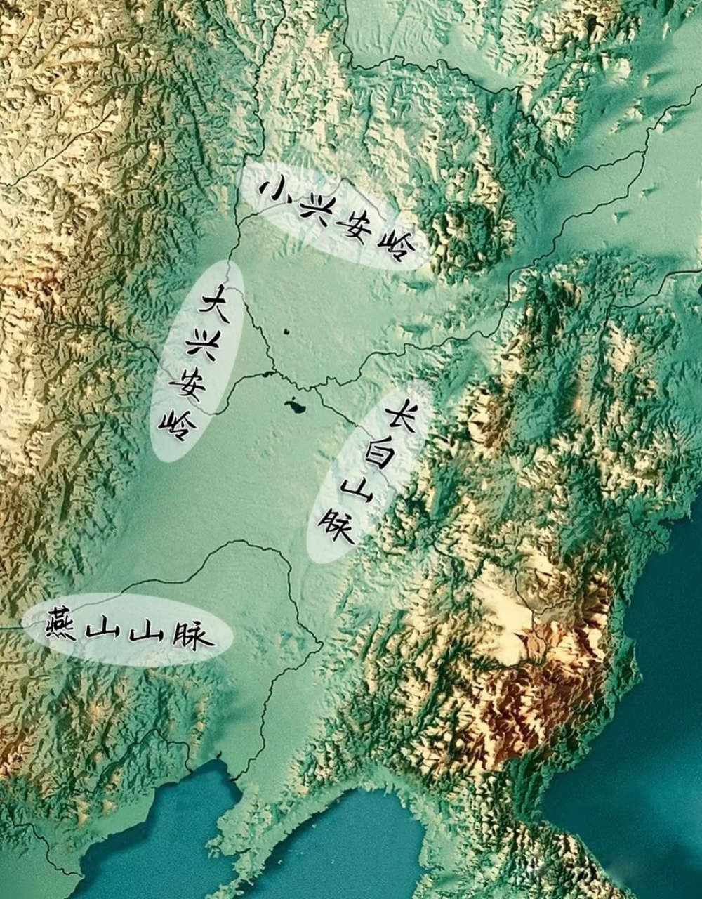 东北山脉地形图图片