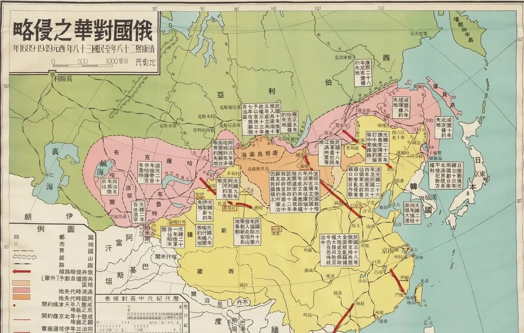 台湾版清朝时期沙俄侵略图