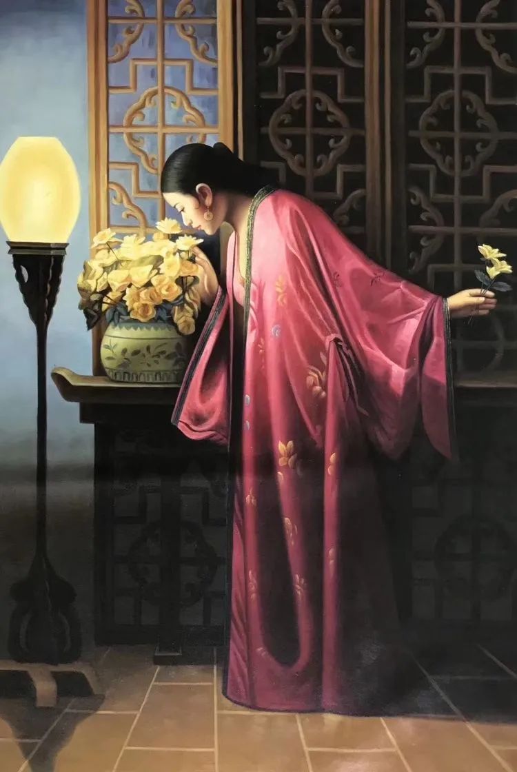 自学成才的农民画家,画出了最美的古风油画美人