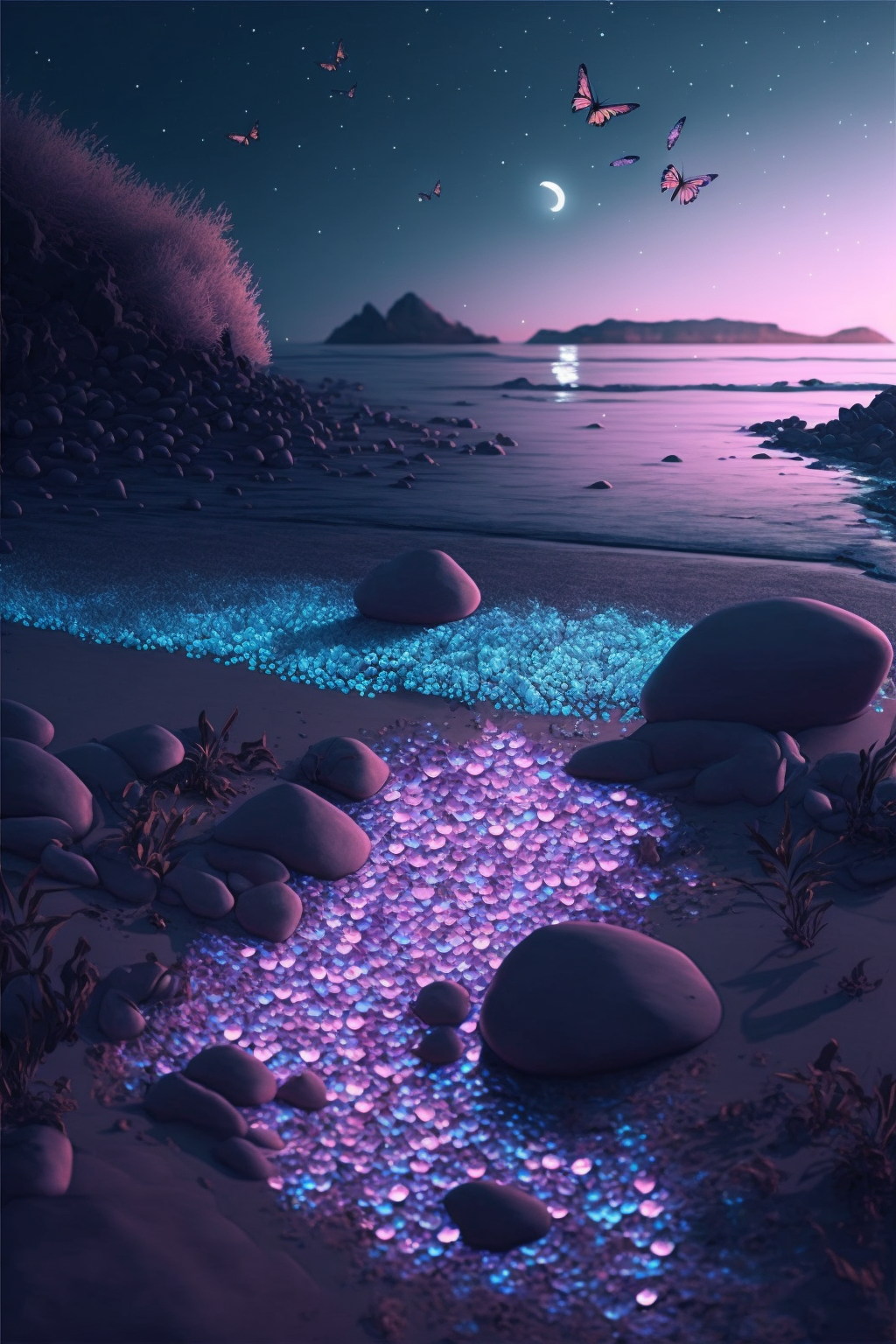 海滩美丽的夜景