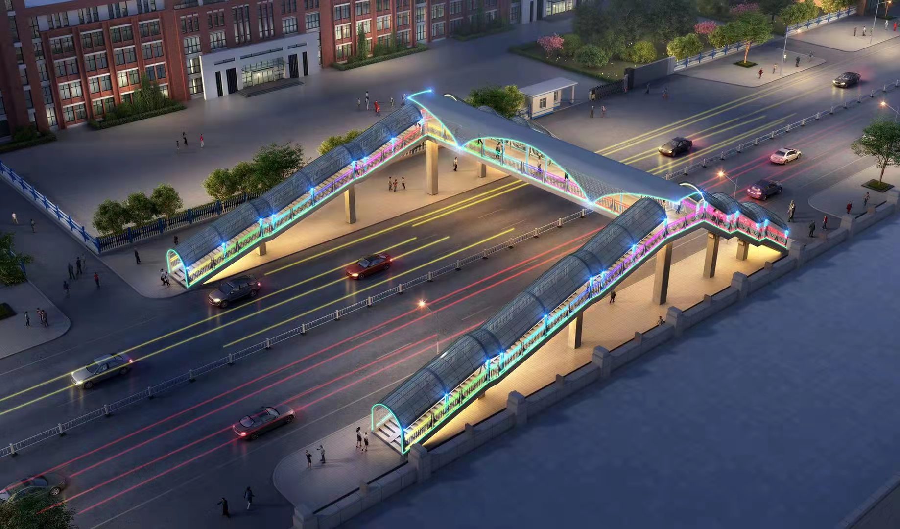 榆树两个在建的过街天桥!