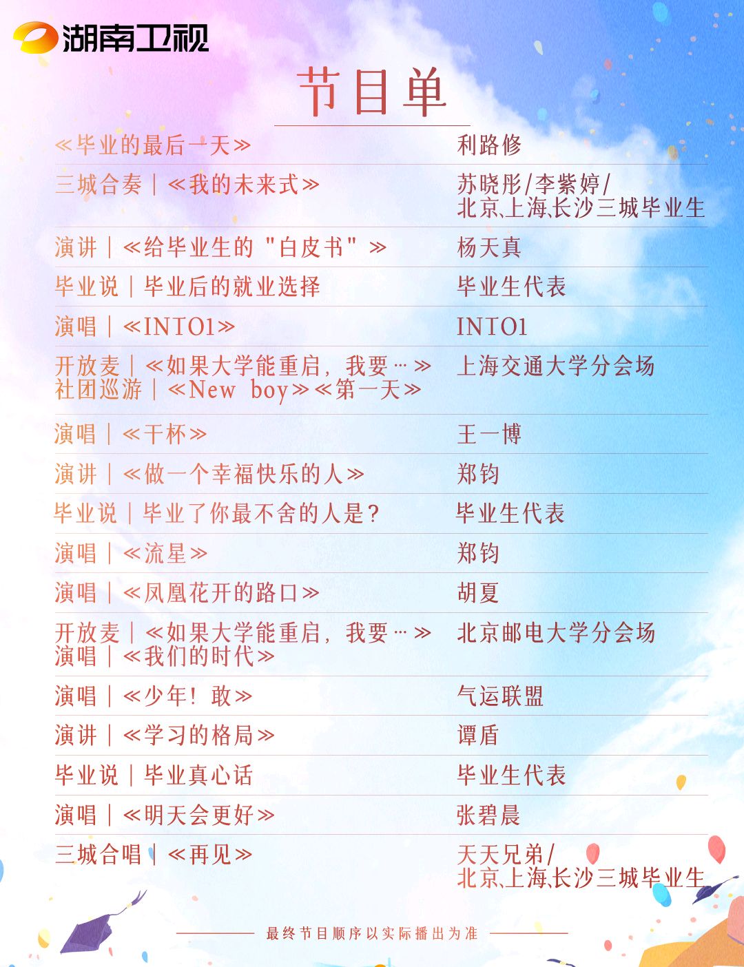王一博奶音献唱毕业歌曲,送给毕业生特别的祝福,愿前程似锦