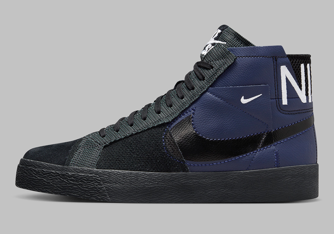 另一款"解构"nike sb blazer mid 出现黑色和海军蓝配色