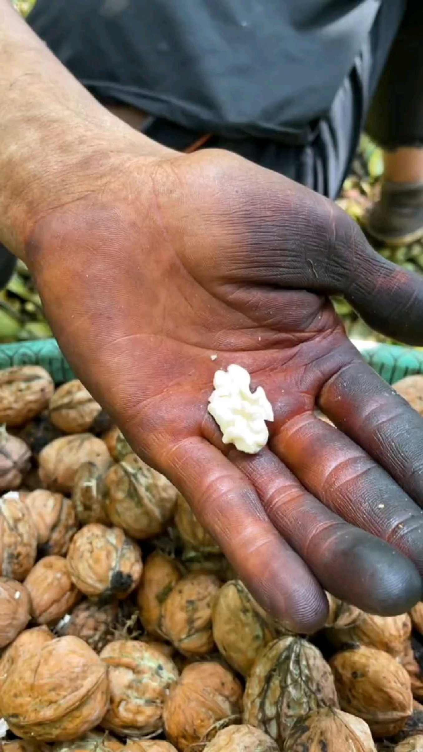 虽然手很脏,但是每一个核桃都是我们亲手剥的