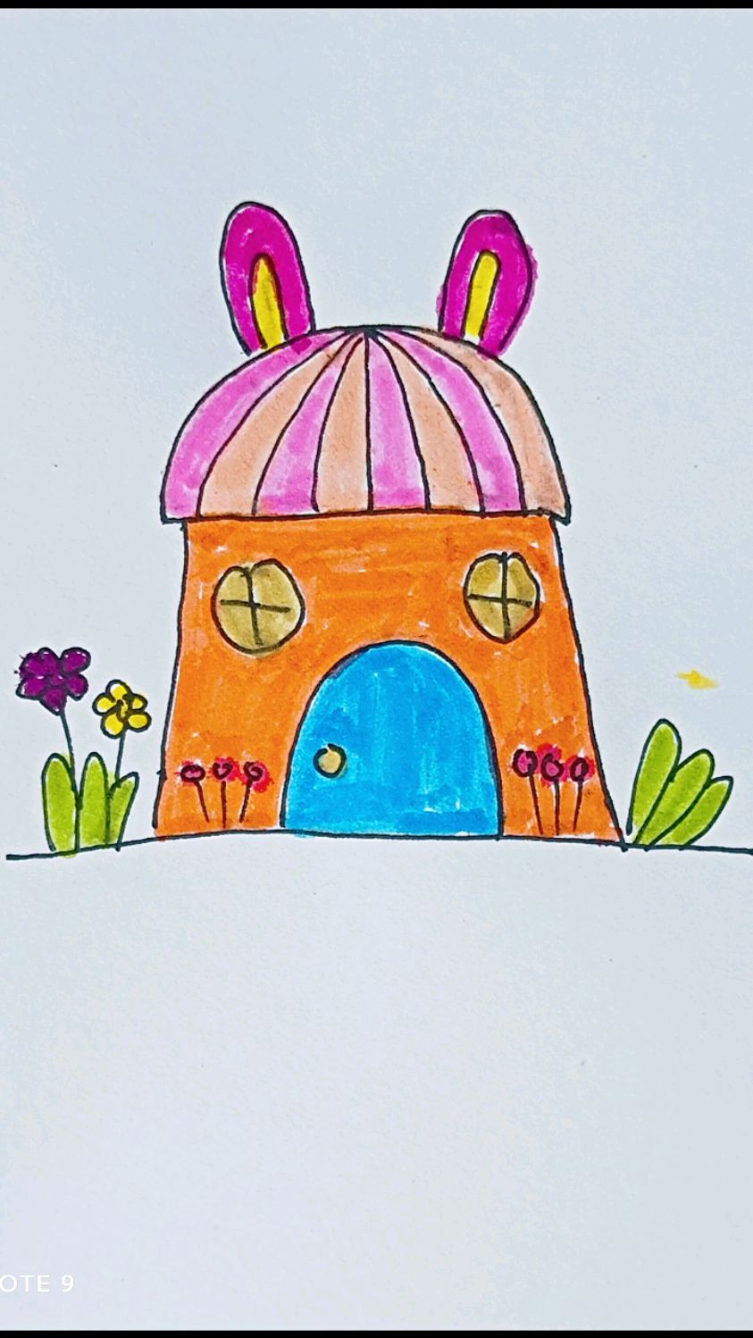 小白兔的房子简笔画图片