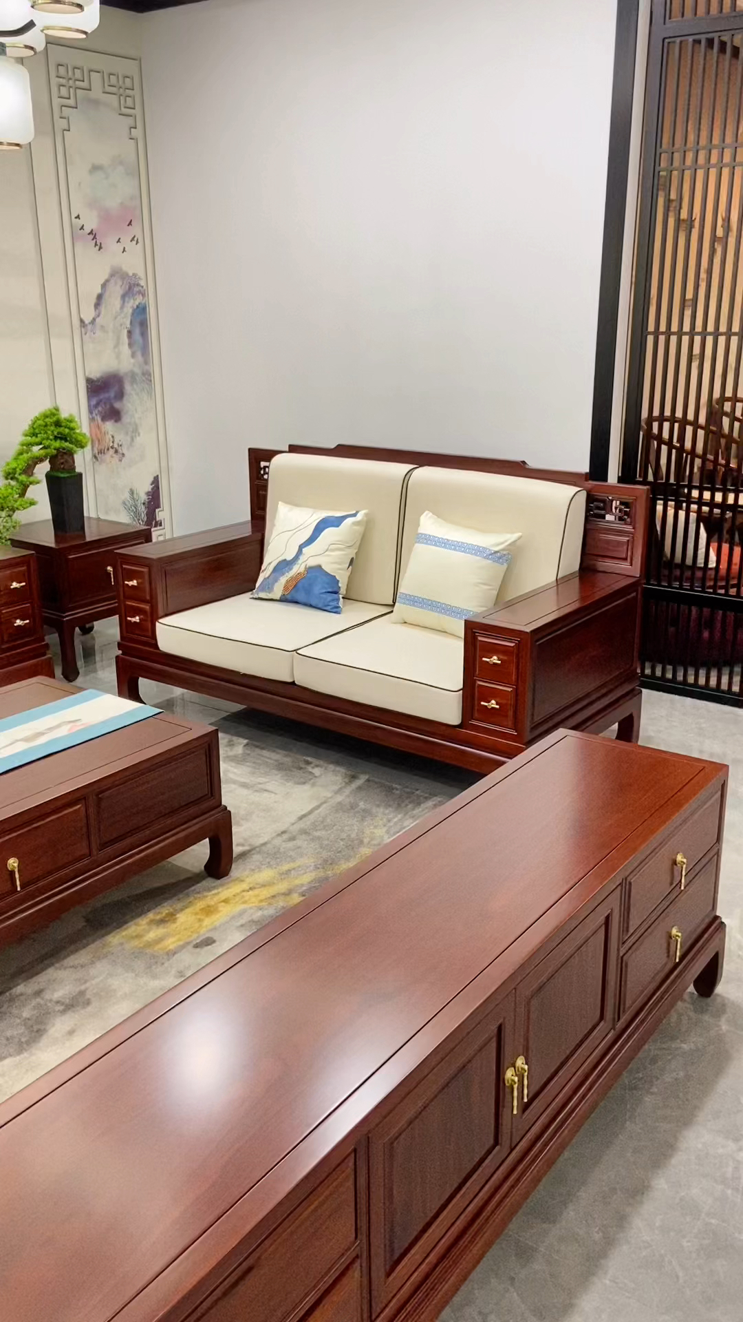 新中式马蹄脚款实木沙发