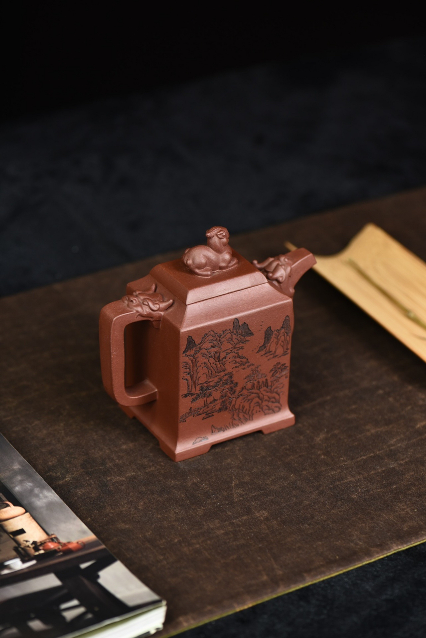 赏.范菊芳【高四方至尊】 原矿底槽清 320ml#紫砂壶# #全手工