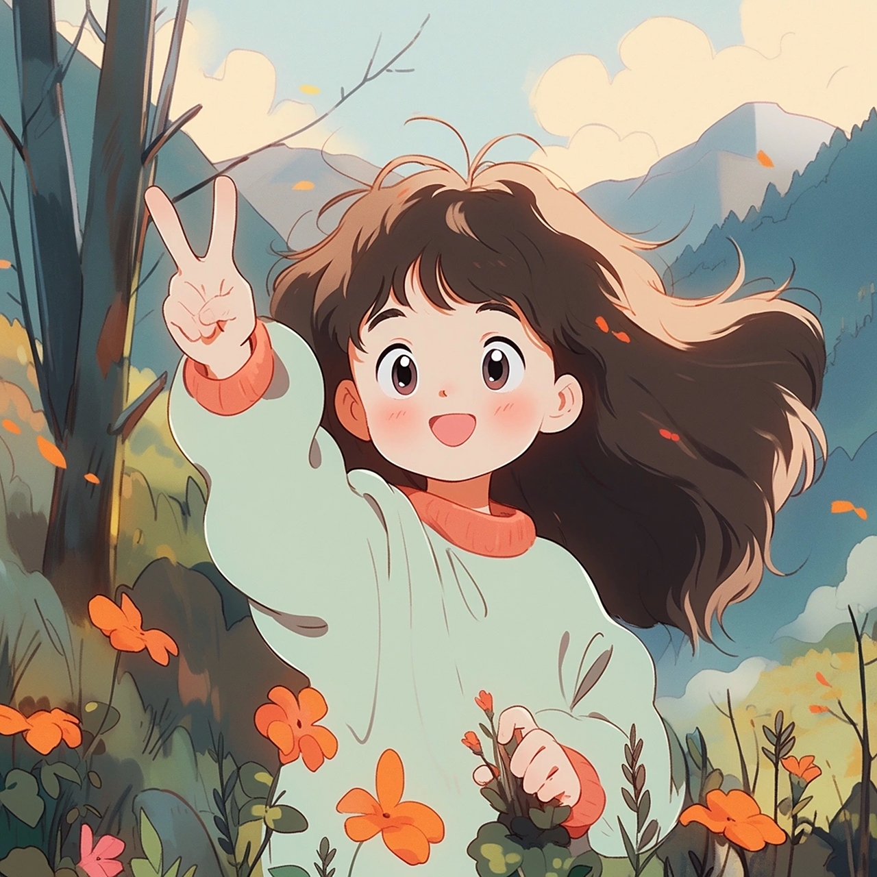 快乐的女生头像 #绘画欣赏