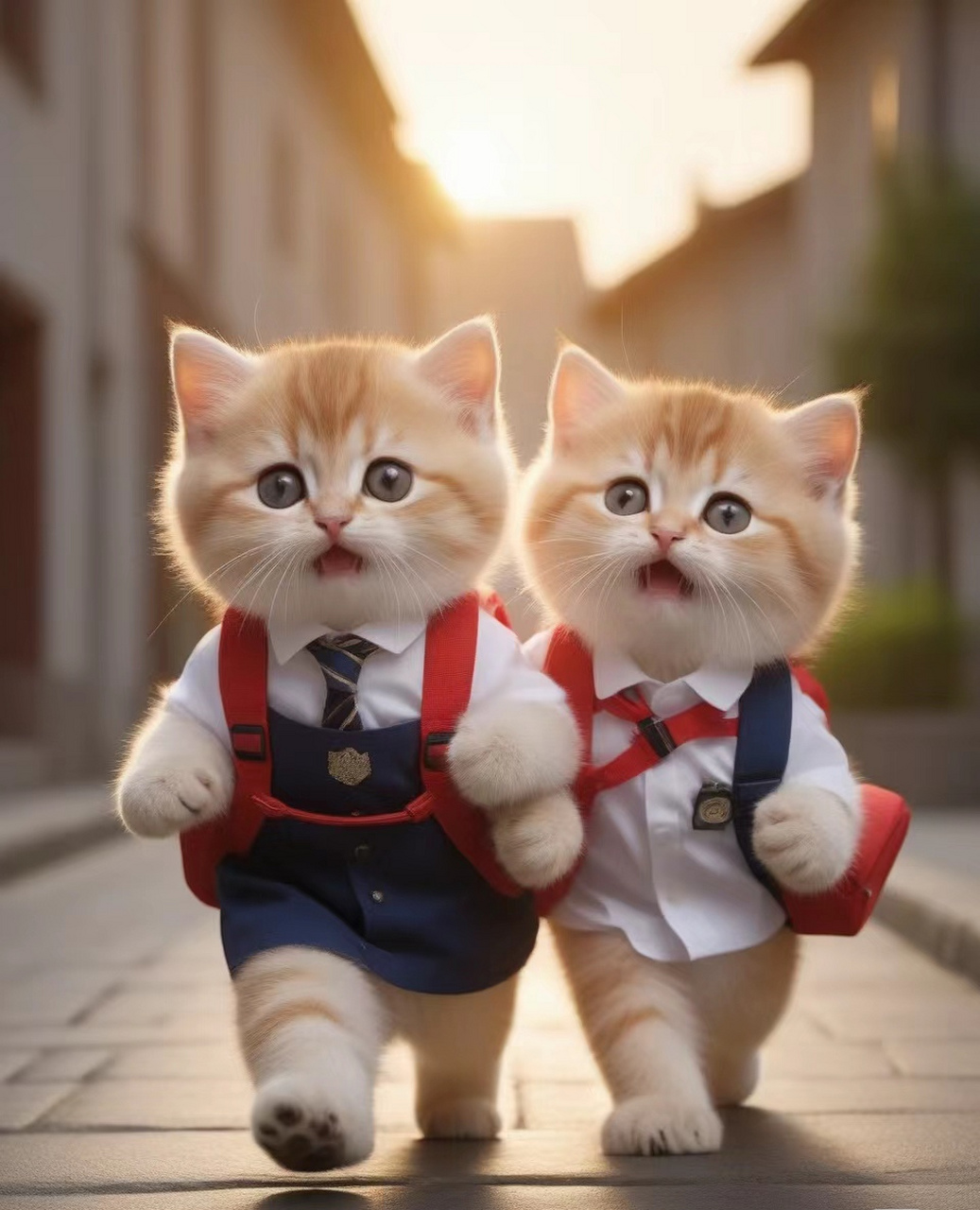 两只可爱的猫咪放学回家了#我的旅行日记