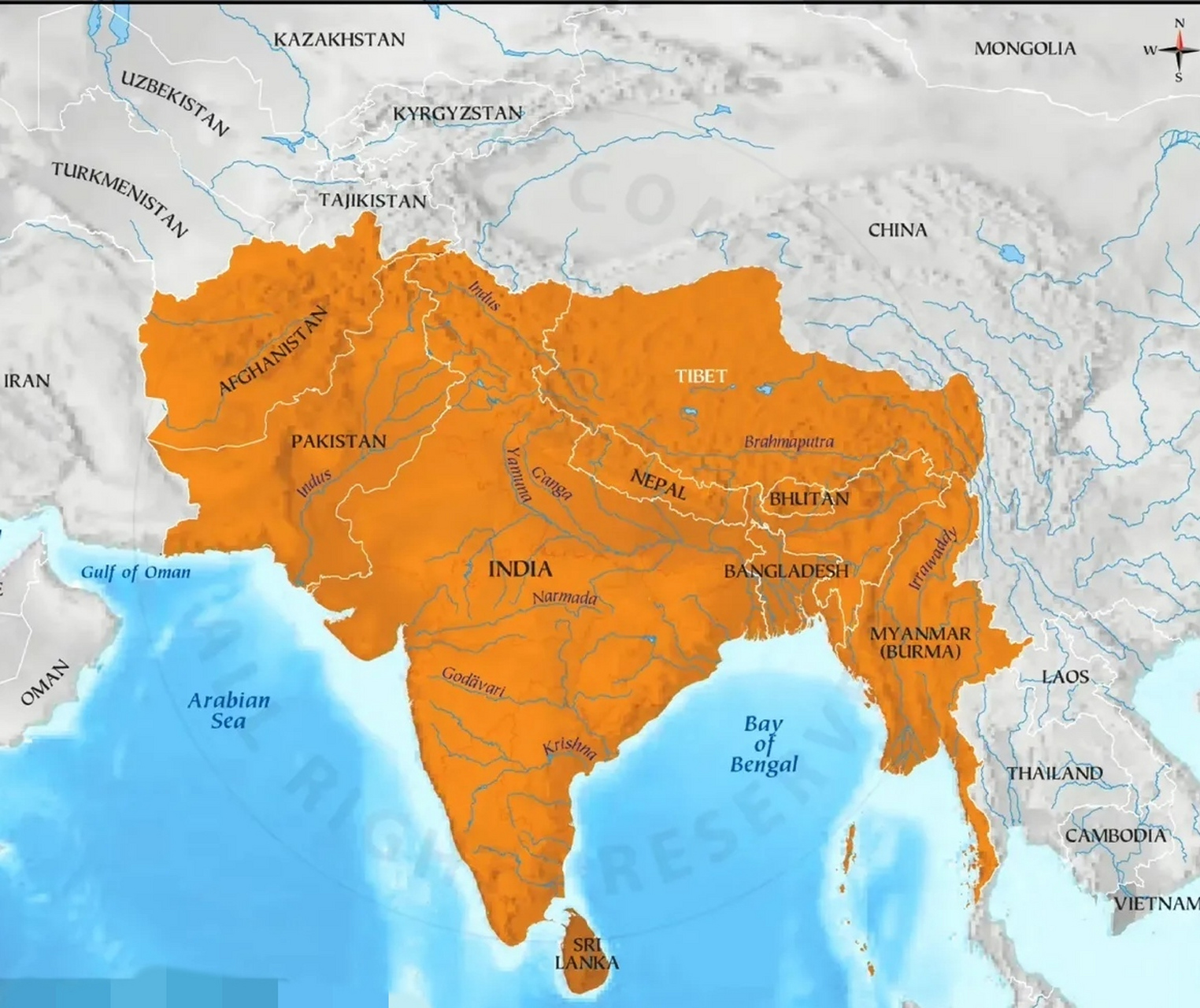 印度的心中的大印度联邦图,看来野心真是不小,在62年被我国自卫反击战