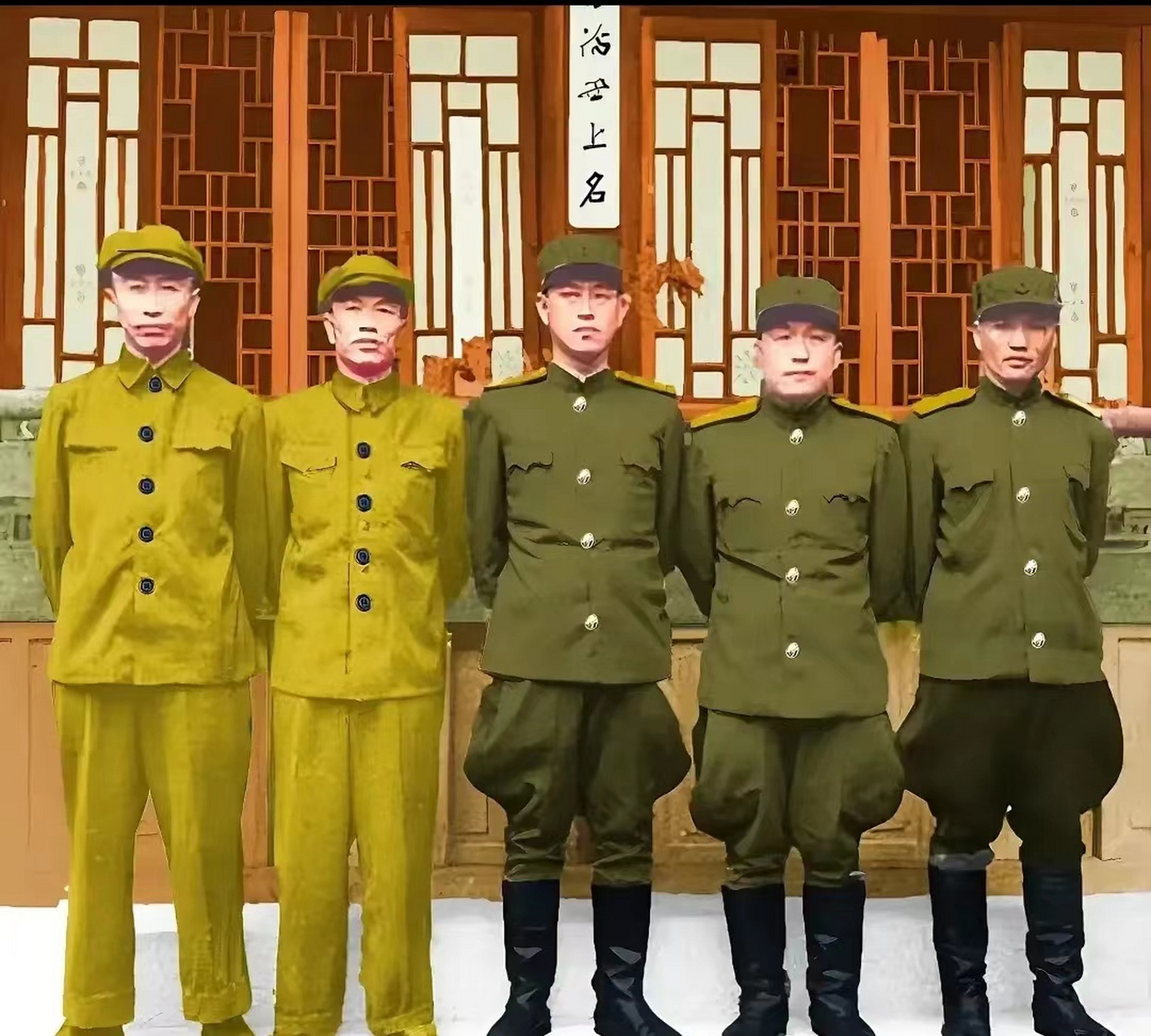 抗美援朝时期,中国人民志愿军代司令员邓华将军,参谋长解方将军与朝鲜