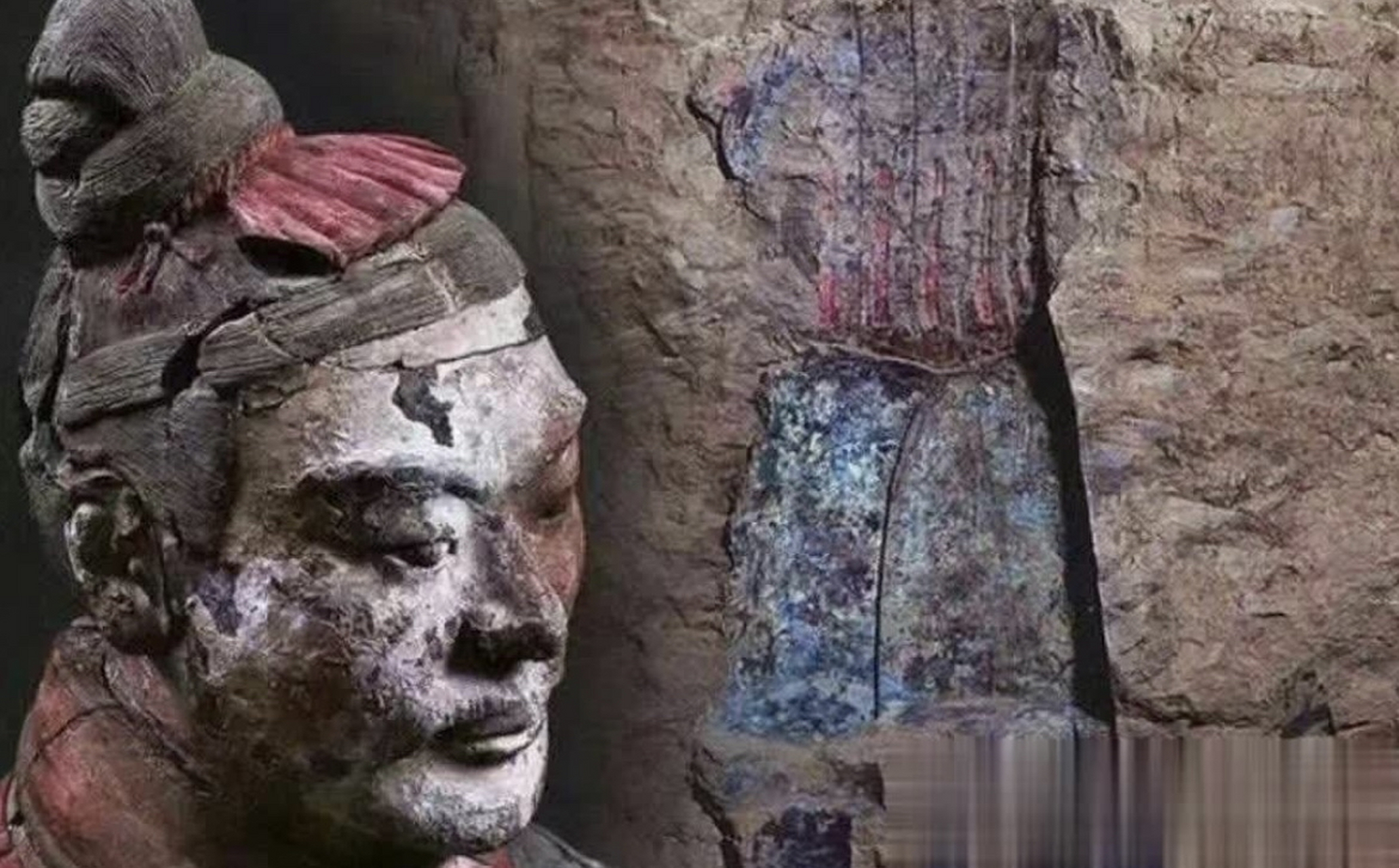 兵马俑刚出土的样子 还是感叹工匠的伟大