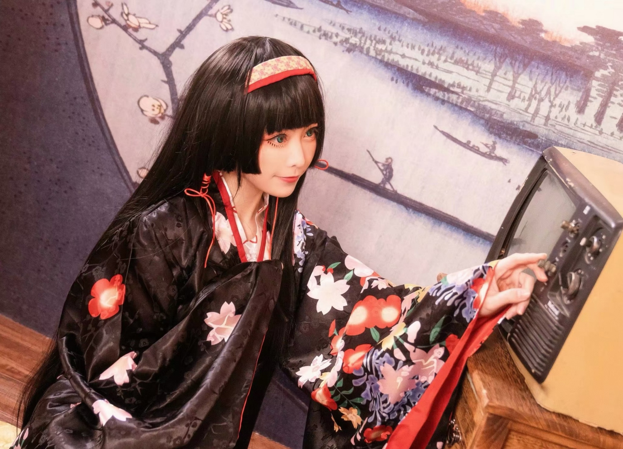 cosplay:「美少女万华镜」莲华和服,确实是标准的黑长直美少女