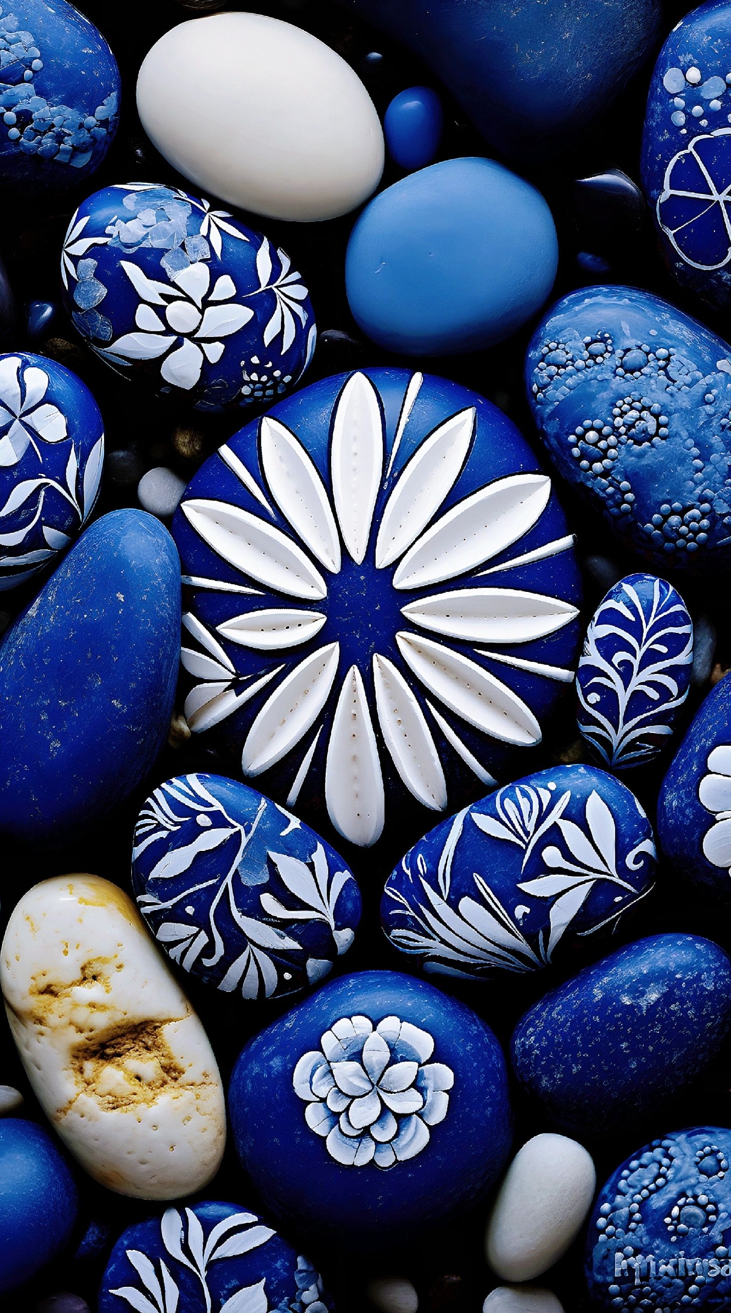 好看的青花石壁纸