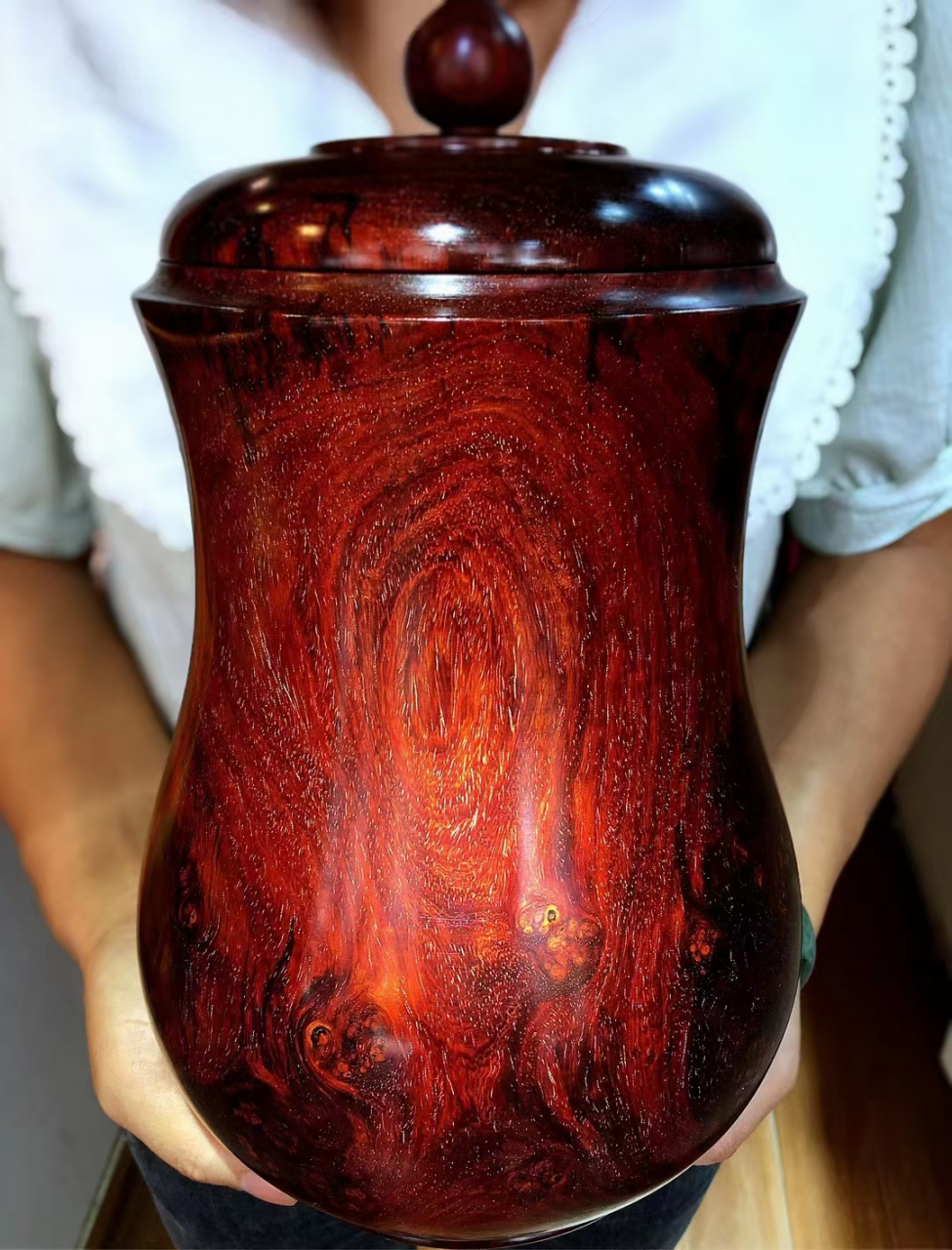 晒晒我的收藏# 「素之器~御品~大满罐」帝王木印度小叶紫檀 高品质