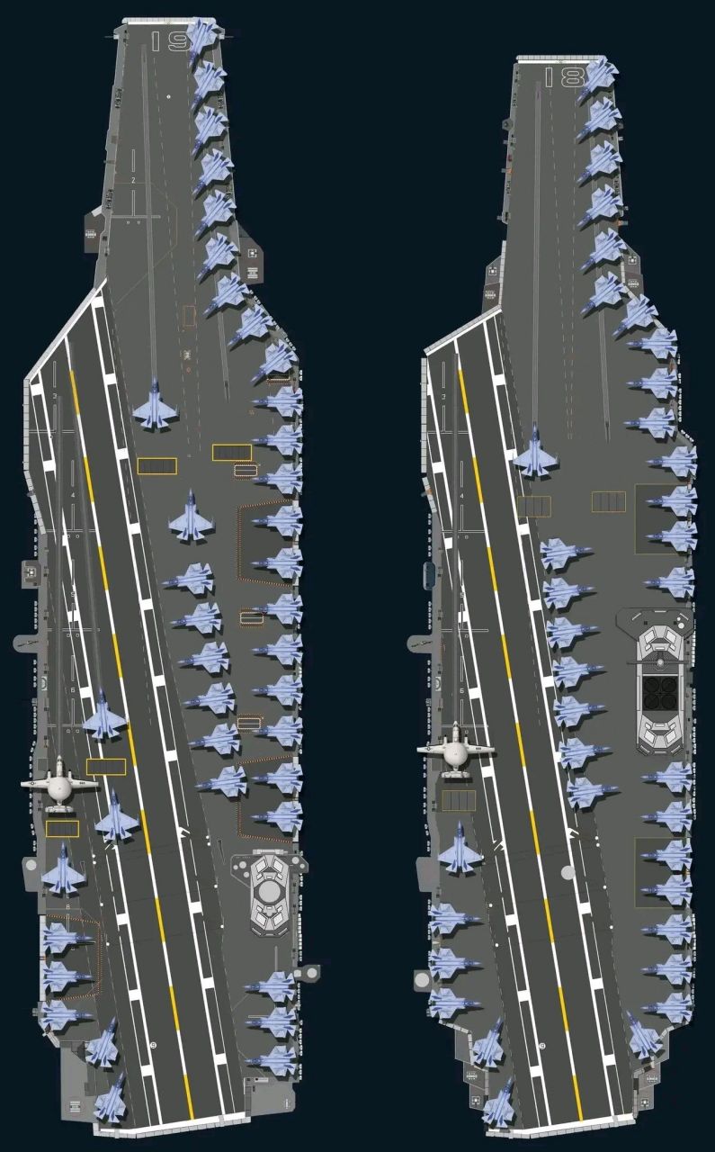 19号航母四条弹射,舰岛缩小后移,妥妥的第一梯队了,就是不知道什么