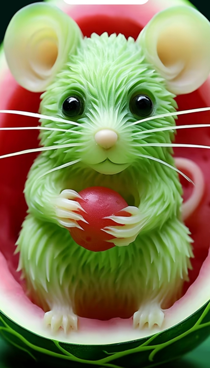 这西瓜雕也太惟妙惟肖,栩栩如生了!太美了!怎么舍得吃?