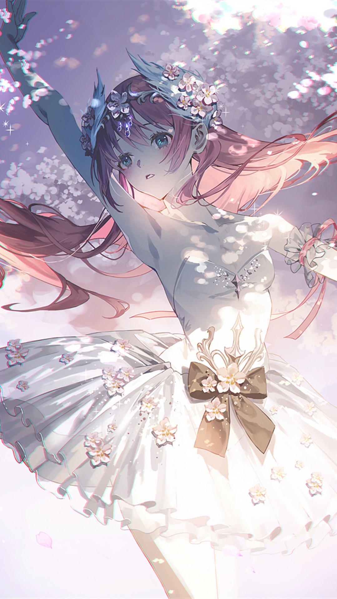 唯美意境少女插画,明亮的浅色构图,赋予作品浪漫治愈的力量