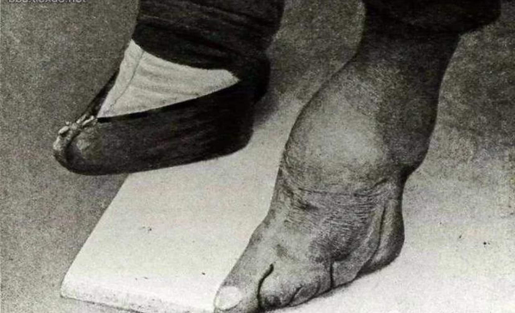 这是一张清末时期的照片,那时的三寸金莲是多少女人的梦想.