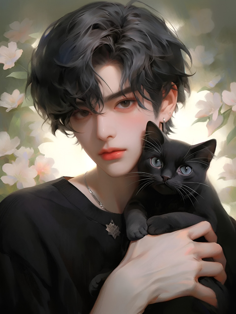 黑猫与少年 #二次元# #ai绘画# #ai共创计划