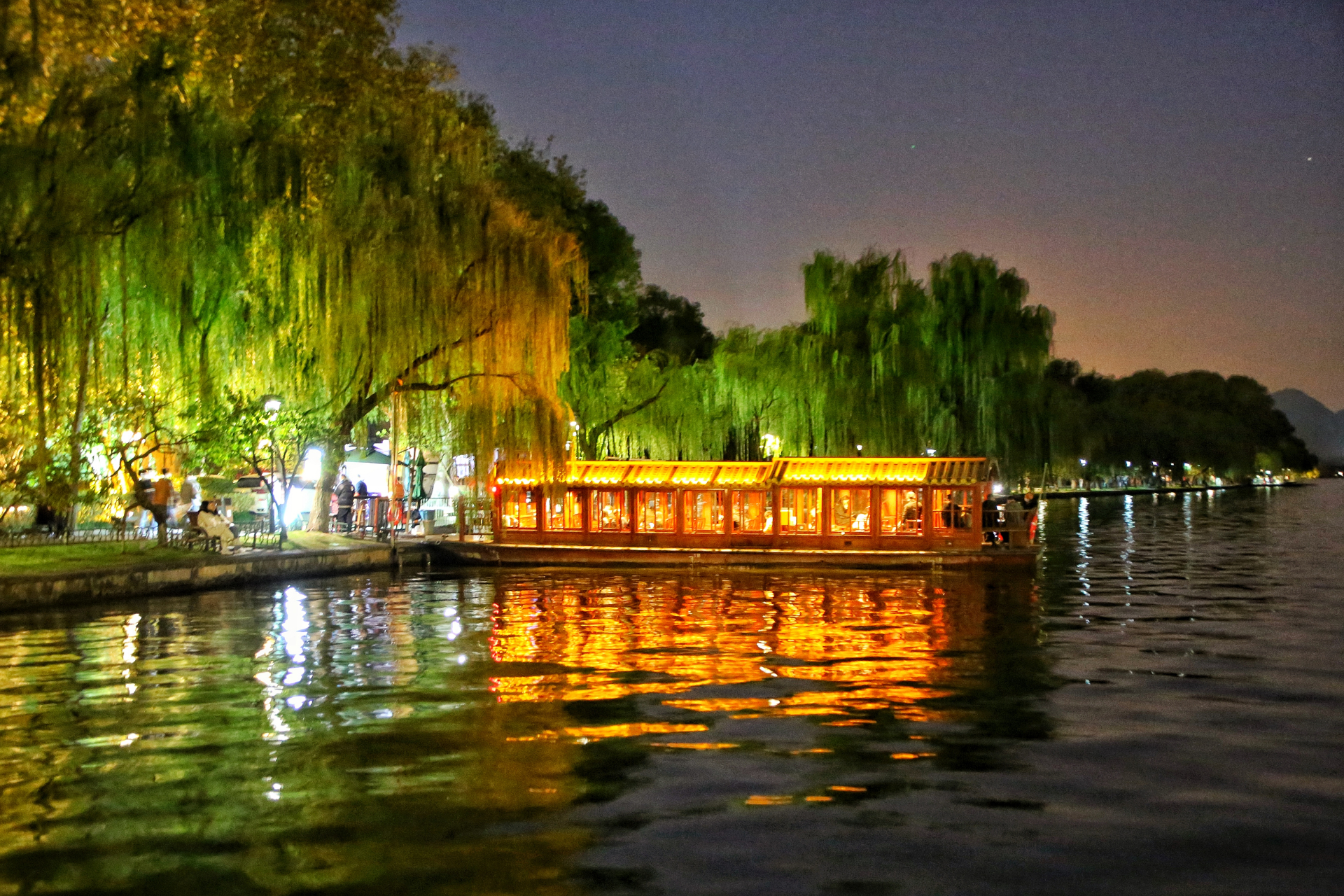 《我在浙南之夜游西湖》 在这个初冬的夜晚,西湖就变成了一幅流动的