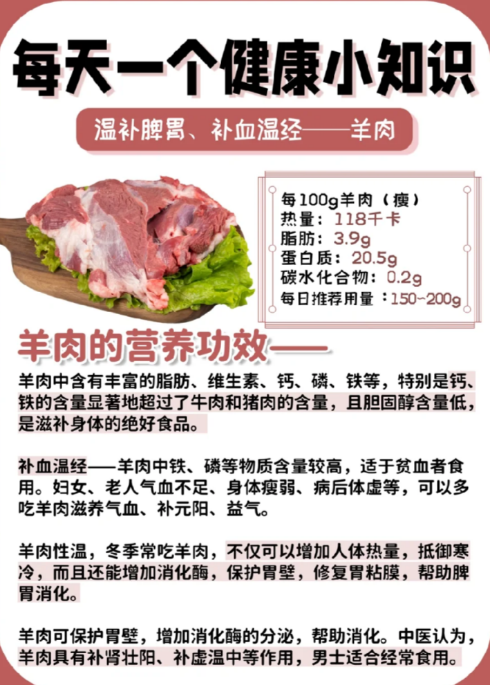 羊肉的营养功效