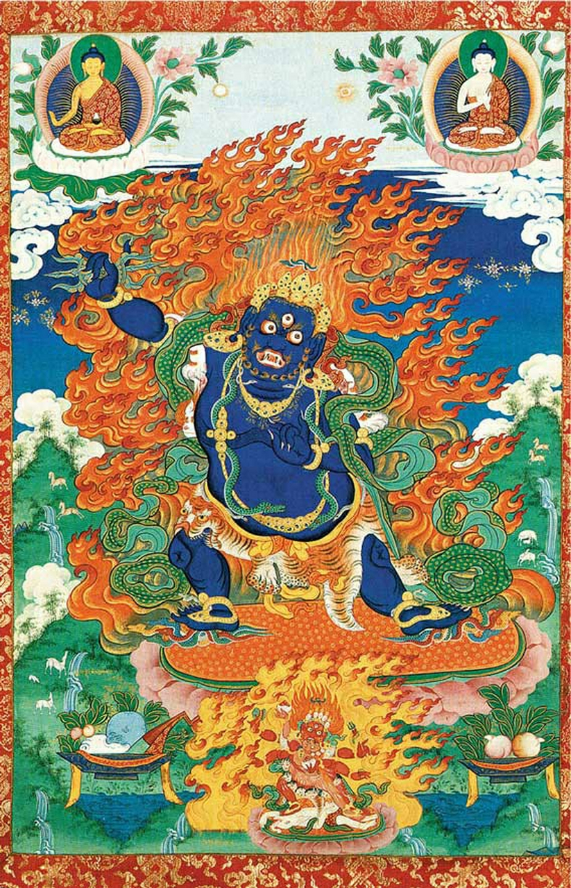 狮皮手持金刚菩萨   布本设色唐卡 清代 北京故宫博物院藏  金刚手属