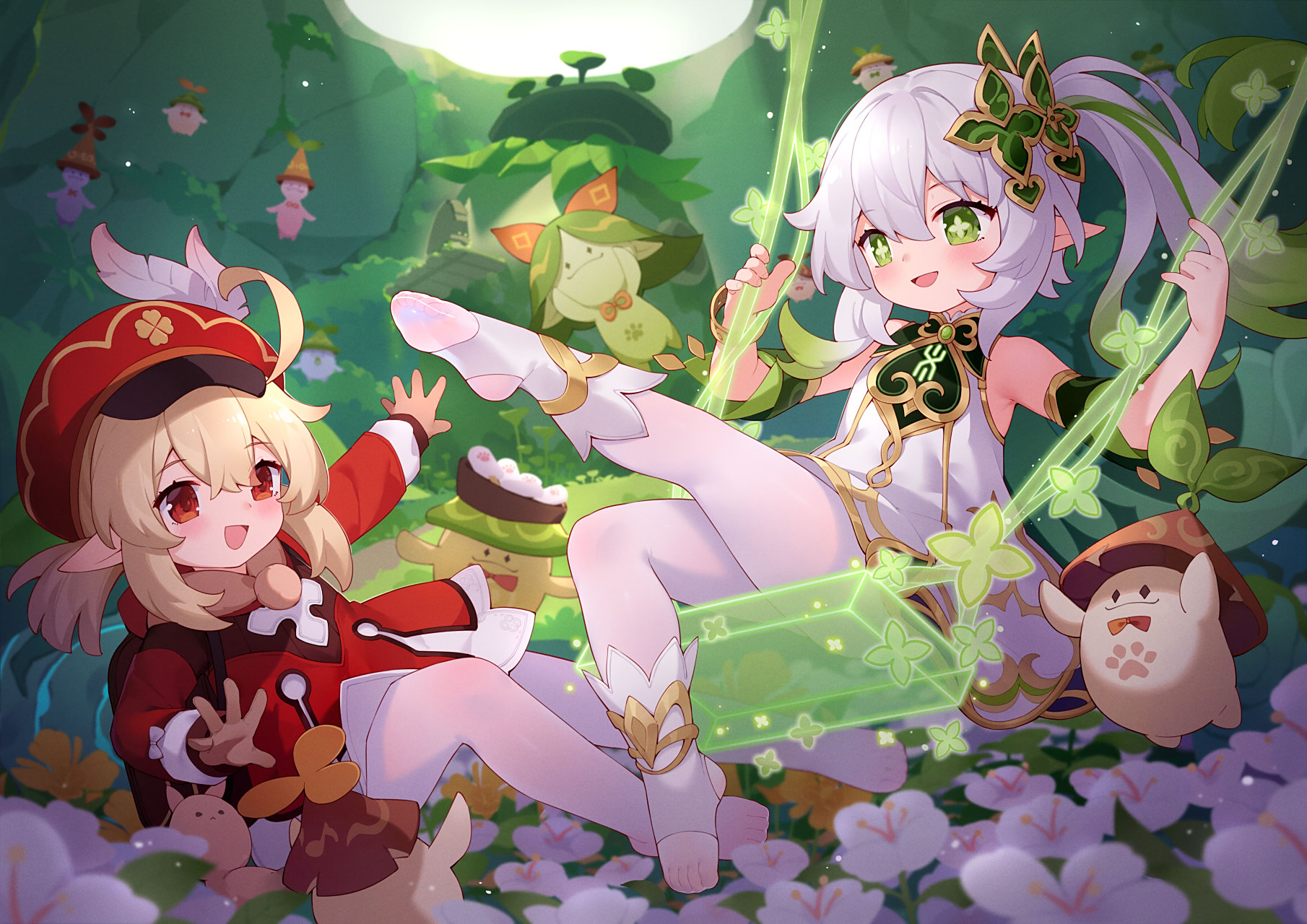 这位画师是真的很喜欢纳西妲和可莉[滑稽] p站画师:翼つばさ