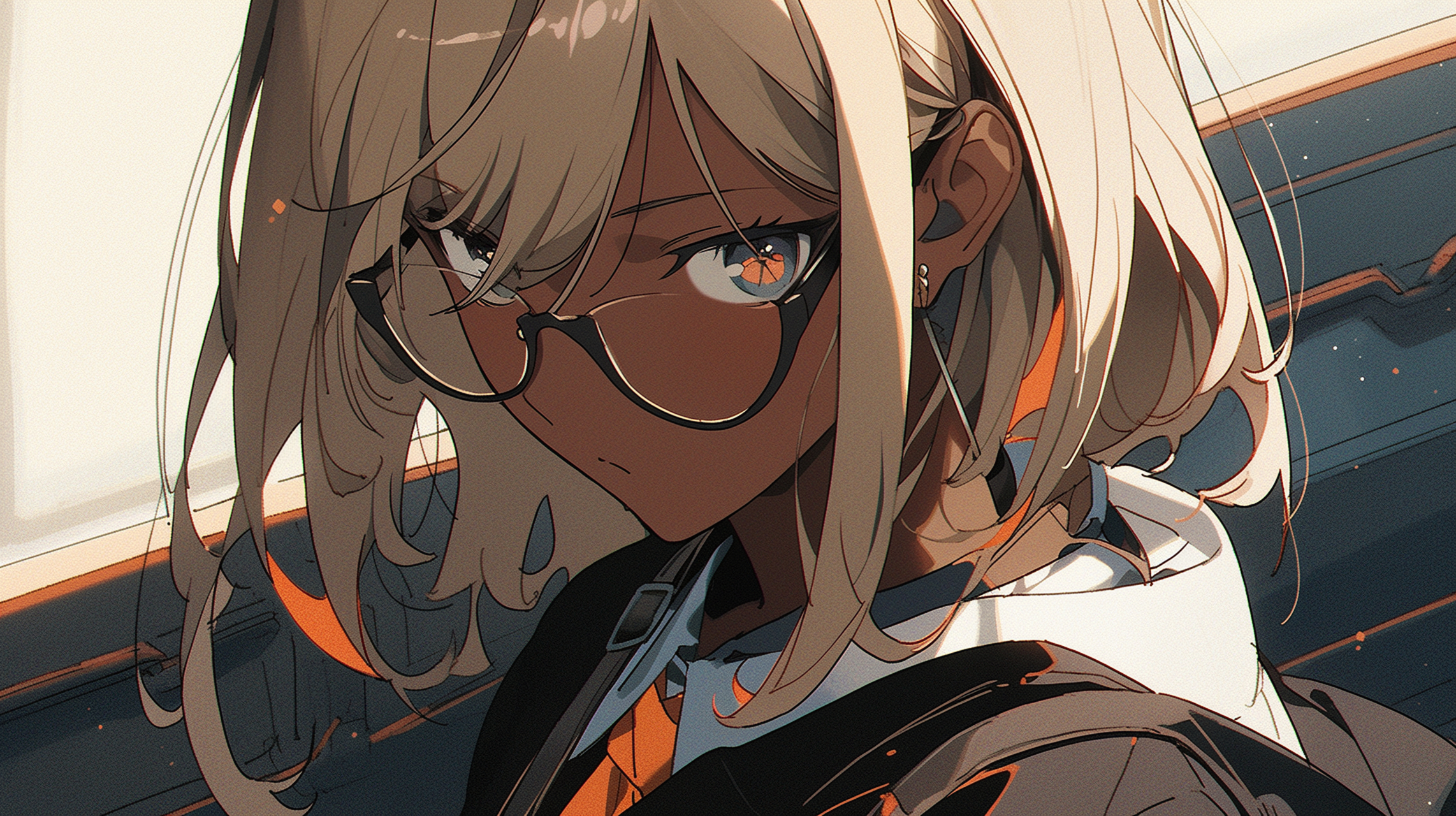 ai画师:さきたま,黑皮金发少女#二次元美图# #我爱二次元# #二次元萌