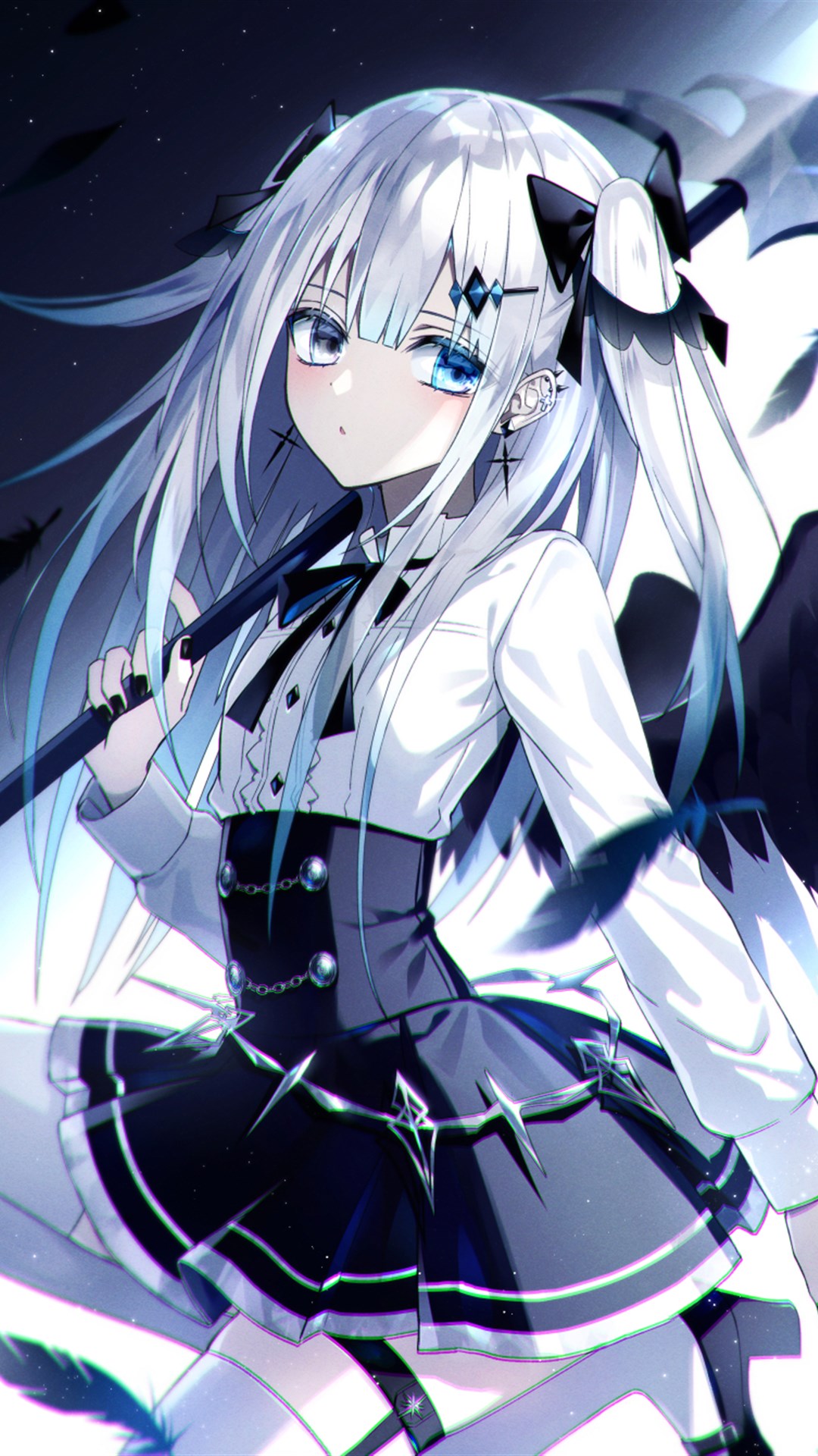 武装少女插画,硬朗的构图展现女孩的飒爽英姿,独当一面的霸气