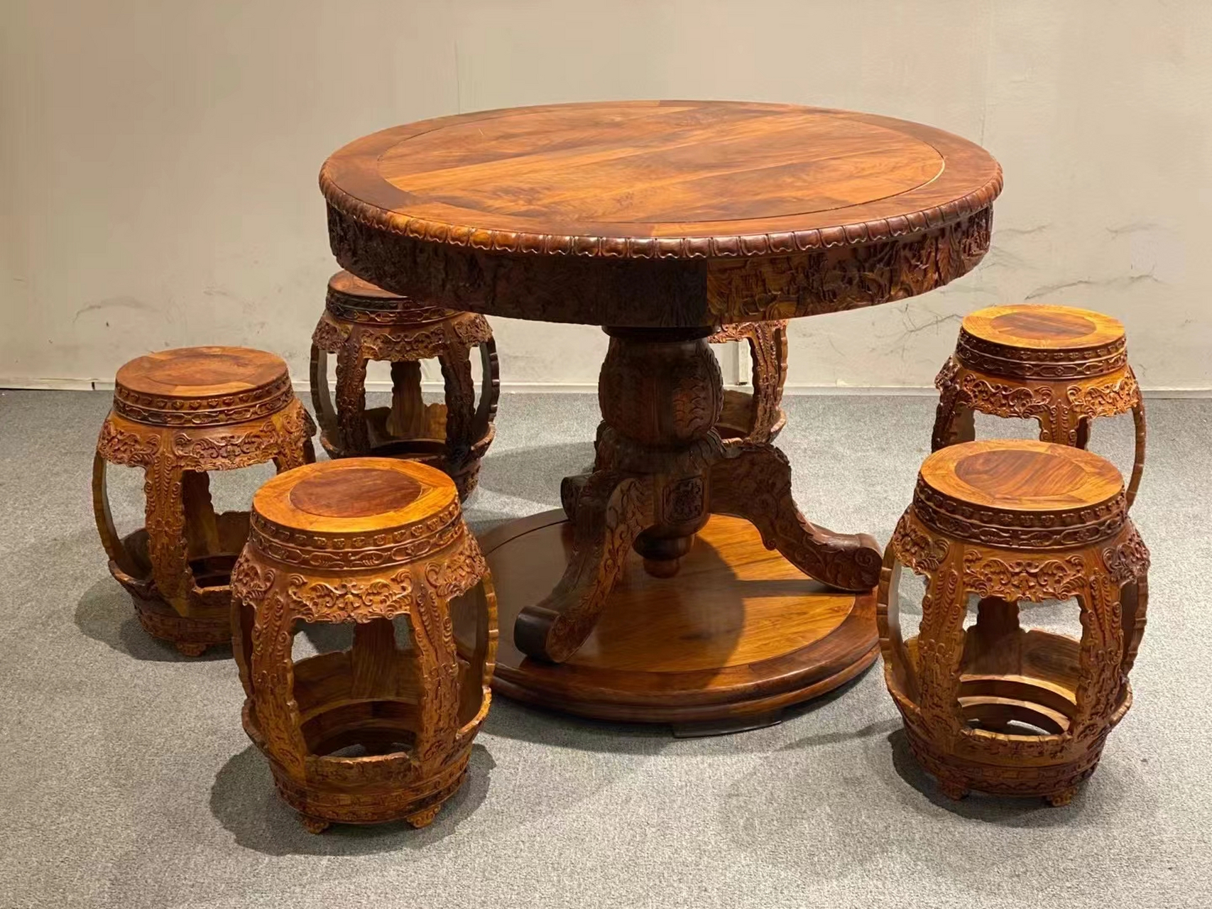 圆鼓桌- -黄花梨制作 #红木家具# #鼓桌