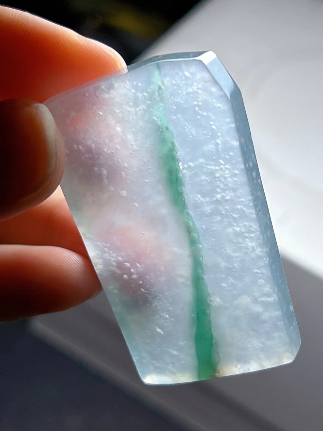 高冰雪花棉飘花翡翠牌