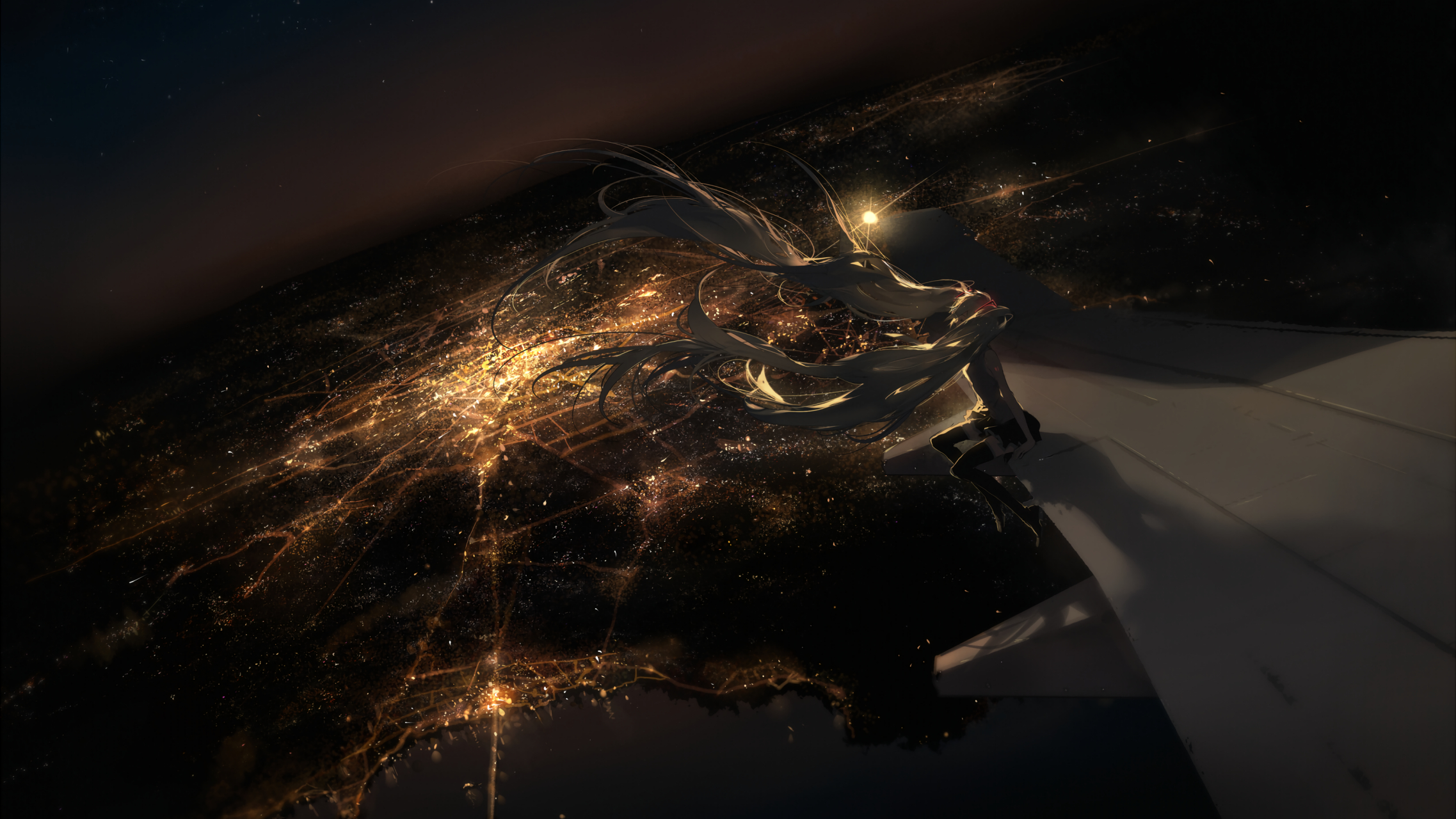 绝美夜景中的公主殿下#二次元美图# #动漫美图# #初音未来