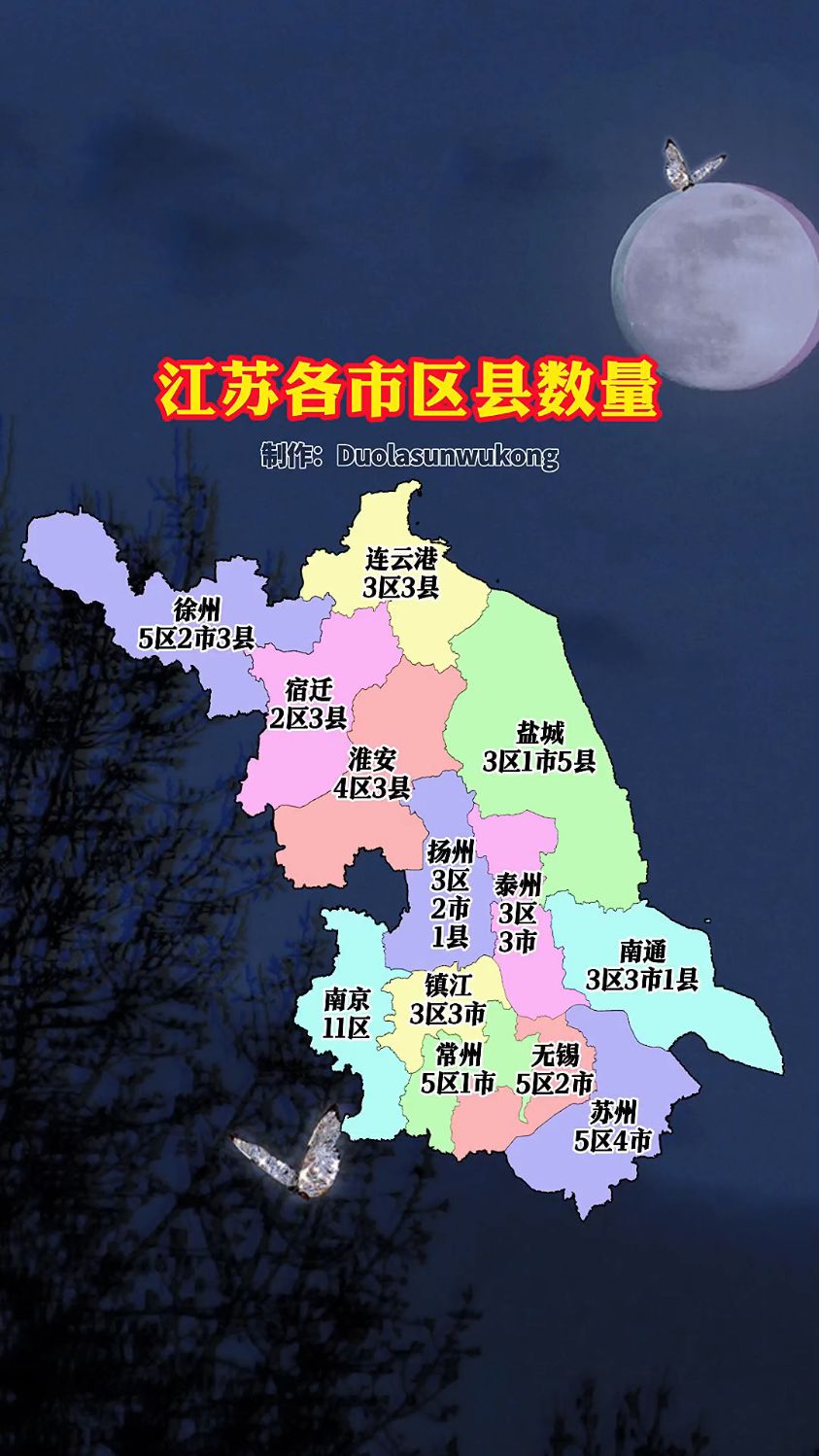 南京市共有11个区 江苏各市区县数量分别地图-度小视