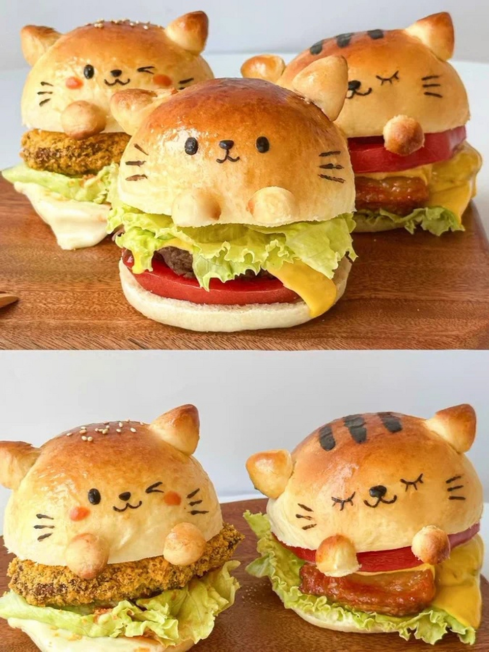 创意汉堡92,多么可爱的小猫汉堡呢!
