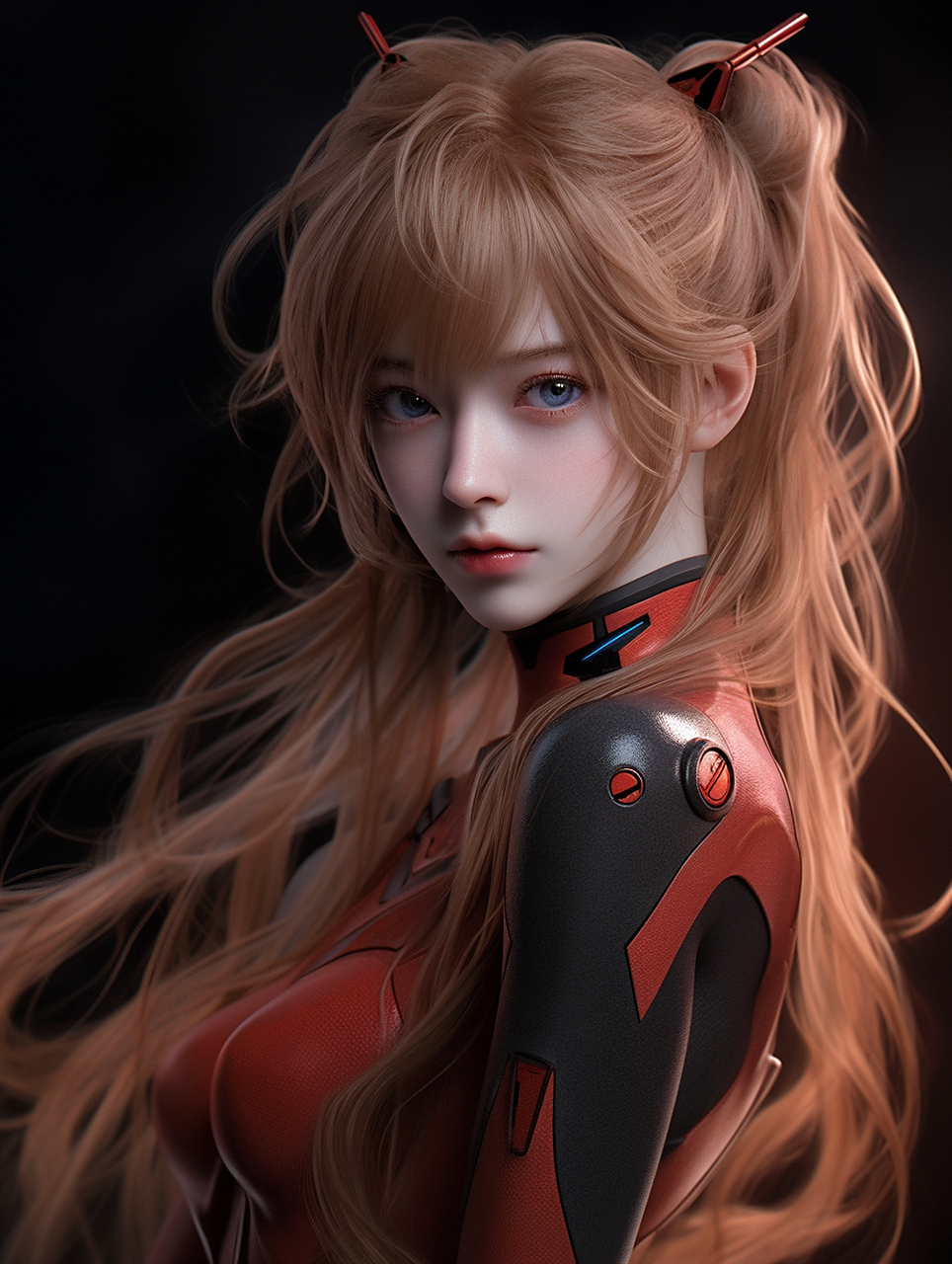 明日香—-新世纪福音战士, ai二次生成3 d效果,满满的的回忆么?好多小