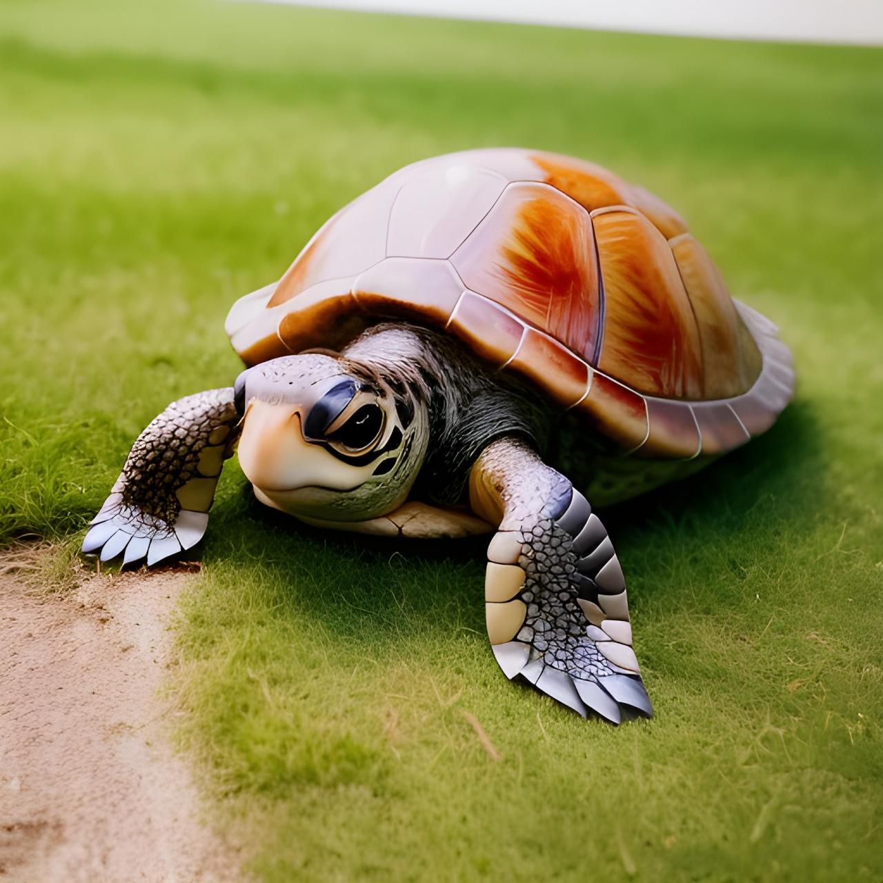 乌龟在绿色的草地上散步 #乌龟是好运的象征# #好运# #乌龟