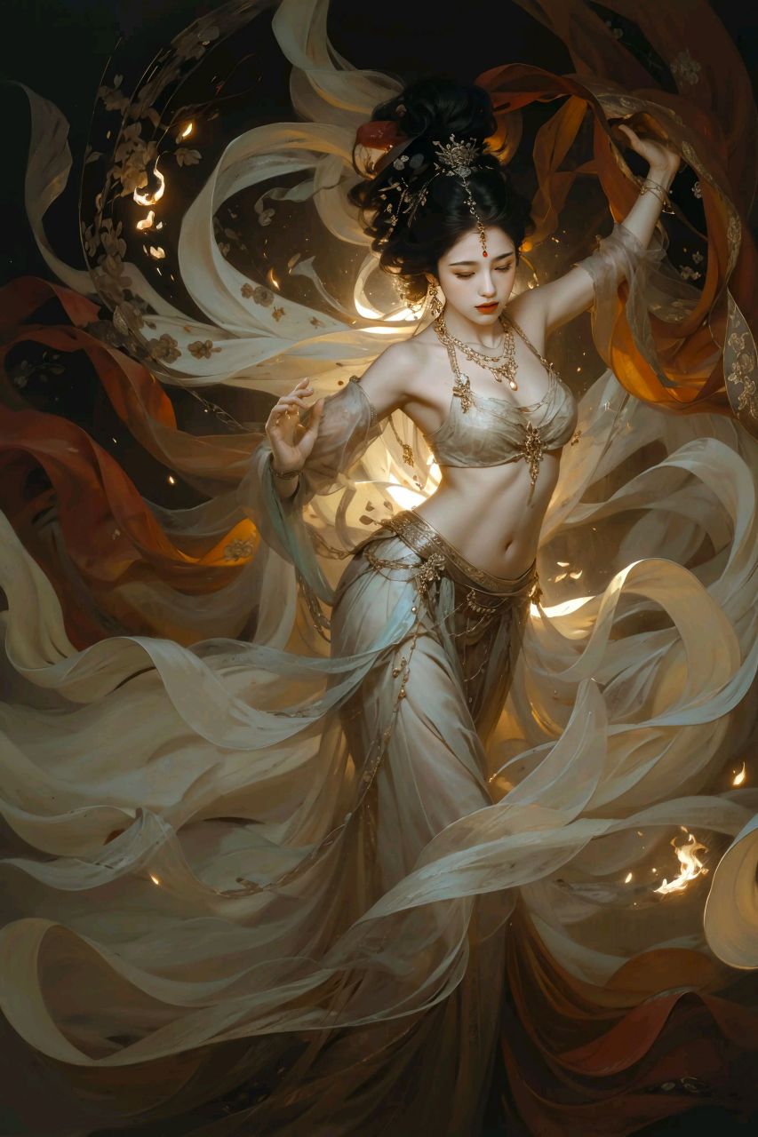 古典国风美人# #敦煌# ai画像之敦煌飞天,不得不佩服古代的审美太 