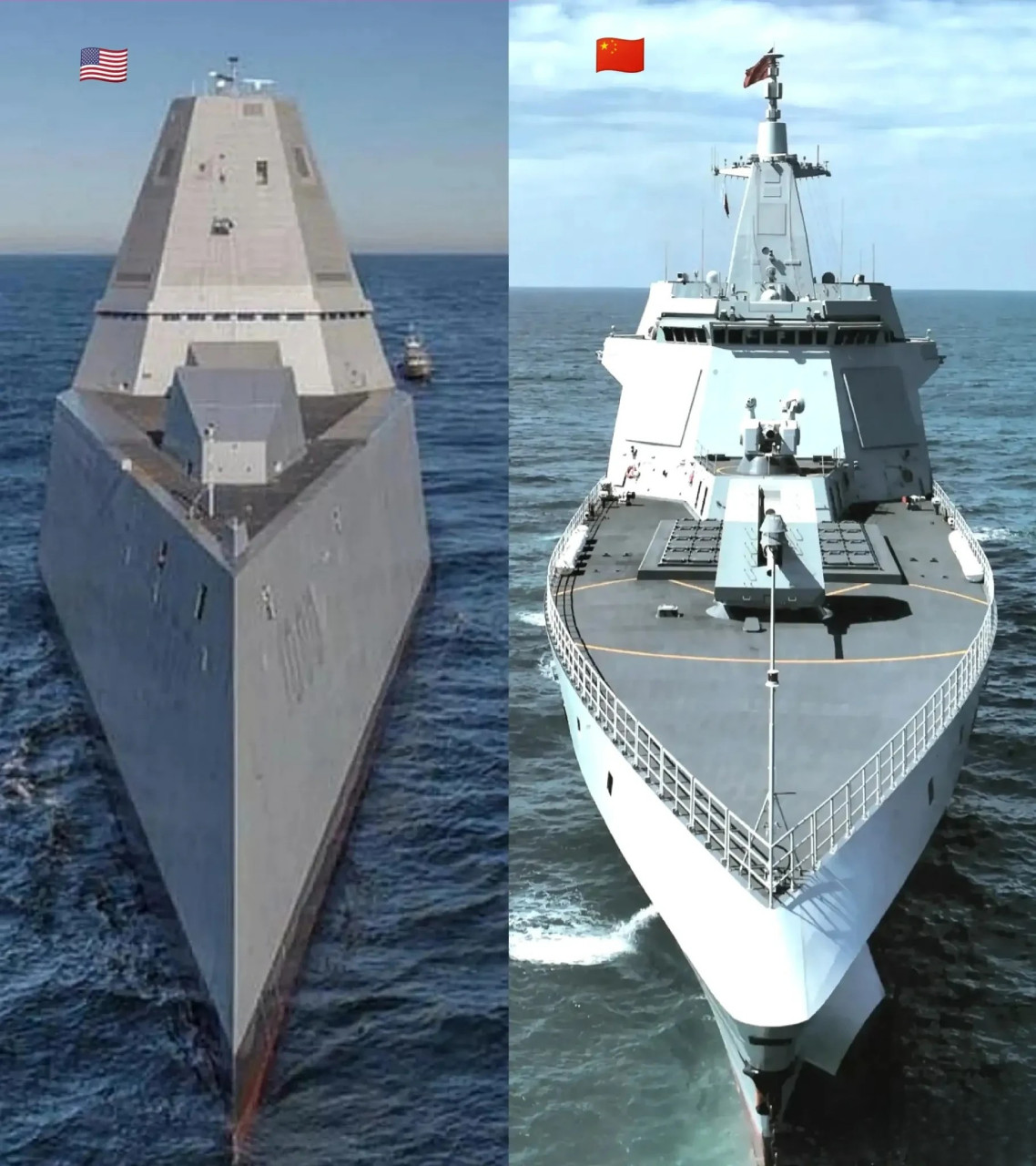 中国055型驱逐舰和美国ddg1000驱逐舰:科幻舰船的对决!