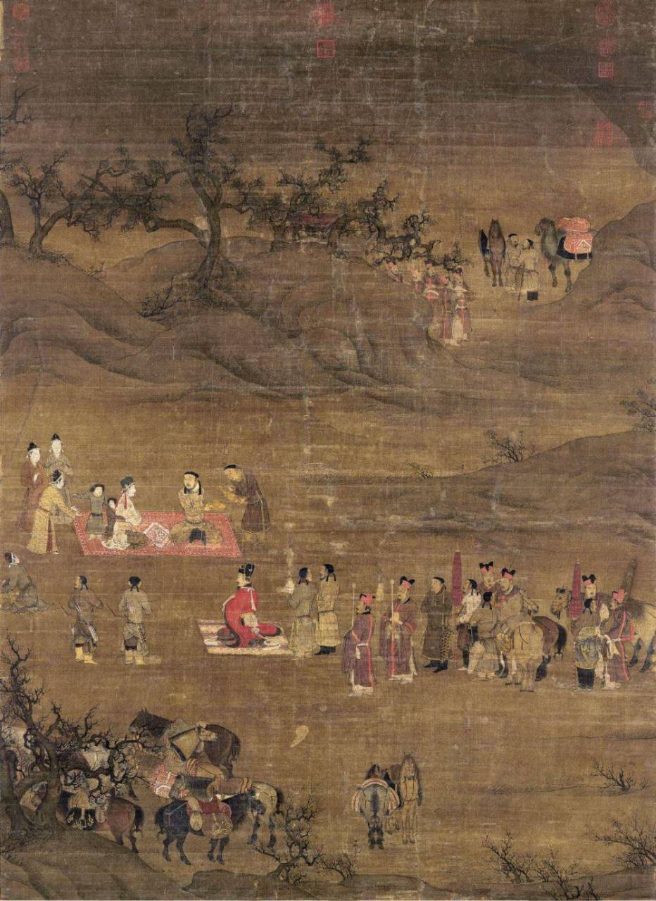 《文姬归汉图》立轴,绢本设色,纵147.4厘米,横107.