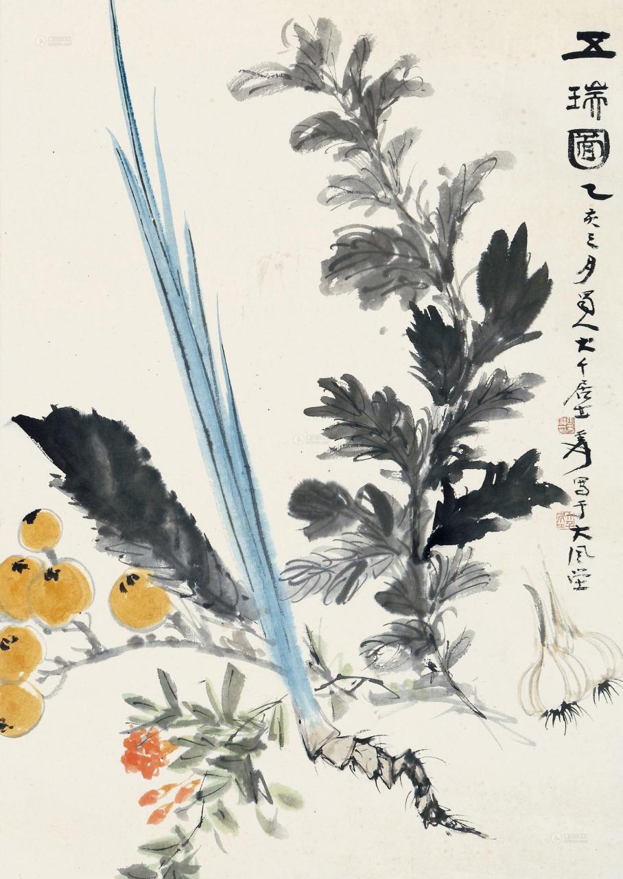 这五瑞指:椿树,萱草,芝兰,磐石和竹.