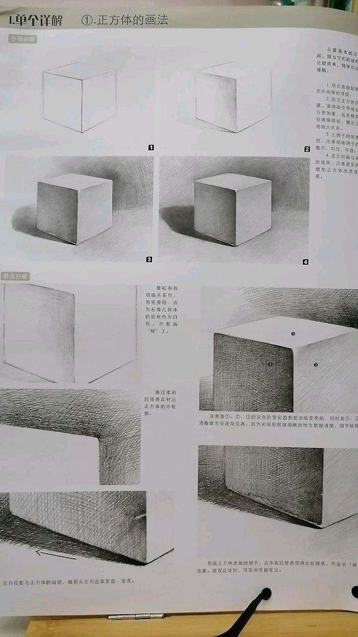 当代国画家徐鹤～美术高考素描基础教程:正方体画法(一)