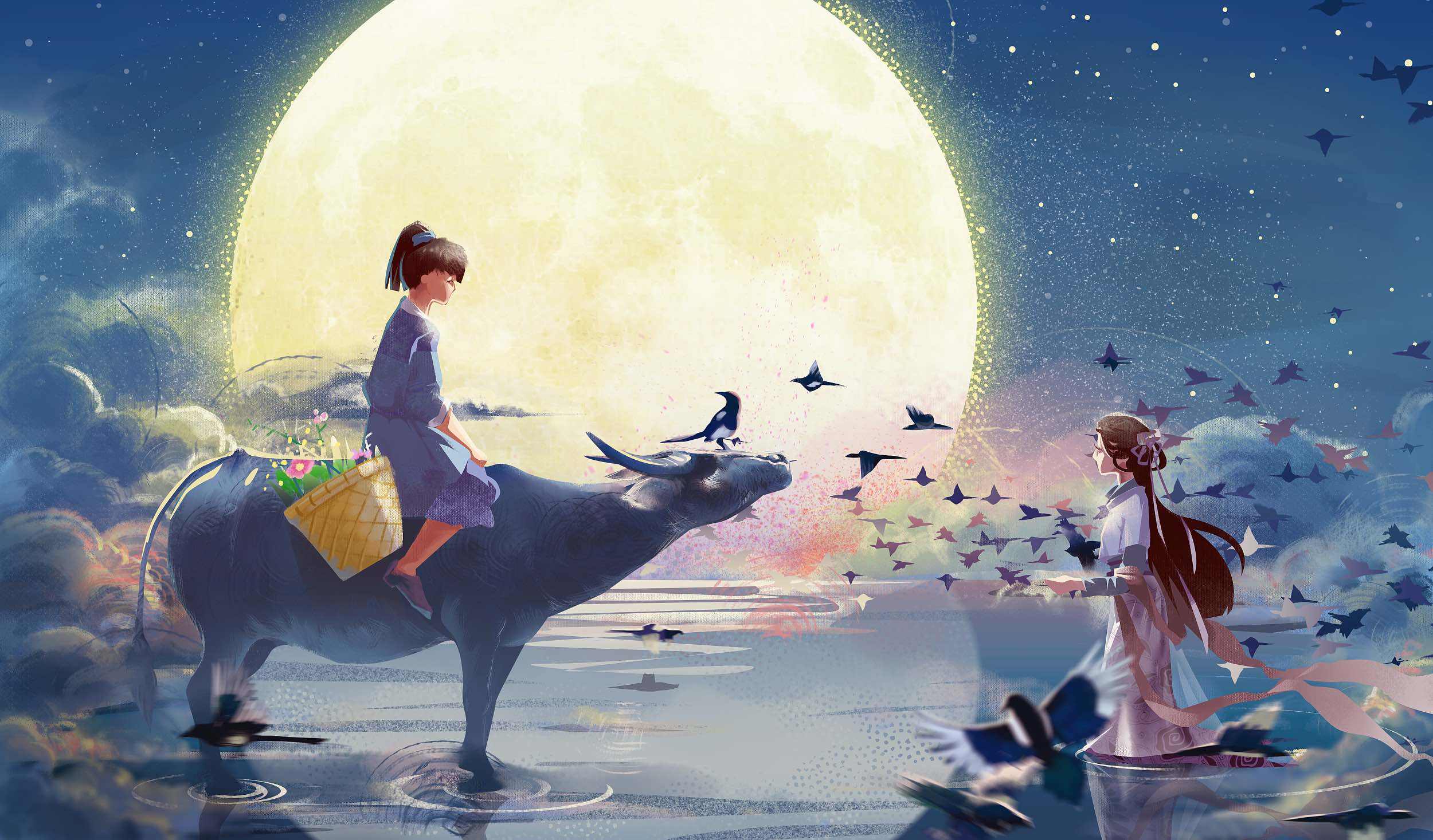 老牛:牛郎,你能不能别老偷看我洗澡呀?牛郎回道:除非我有妻子