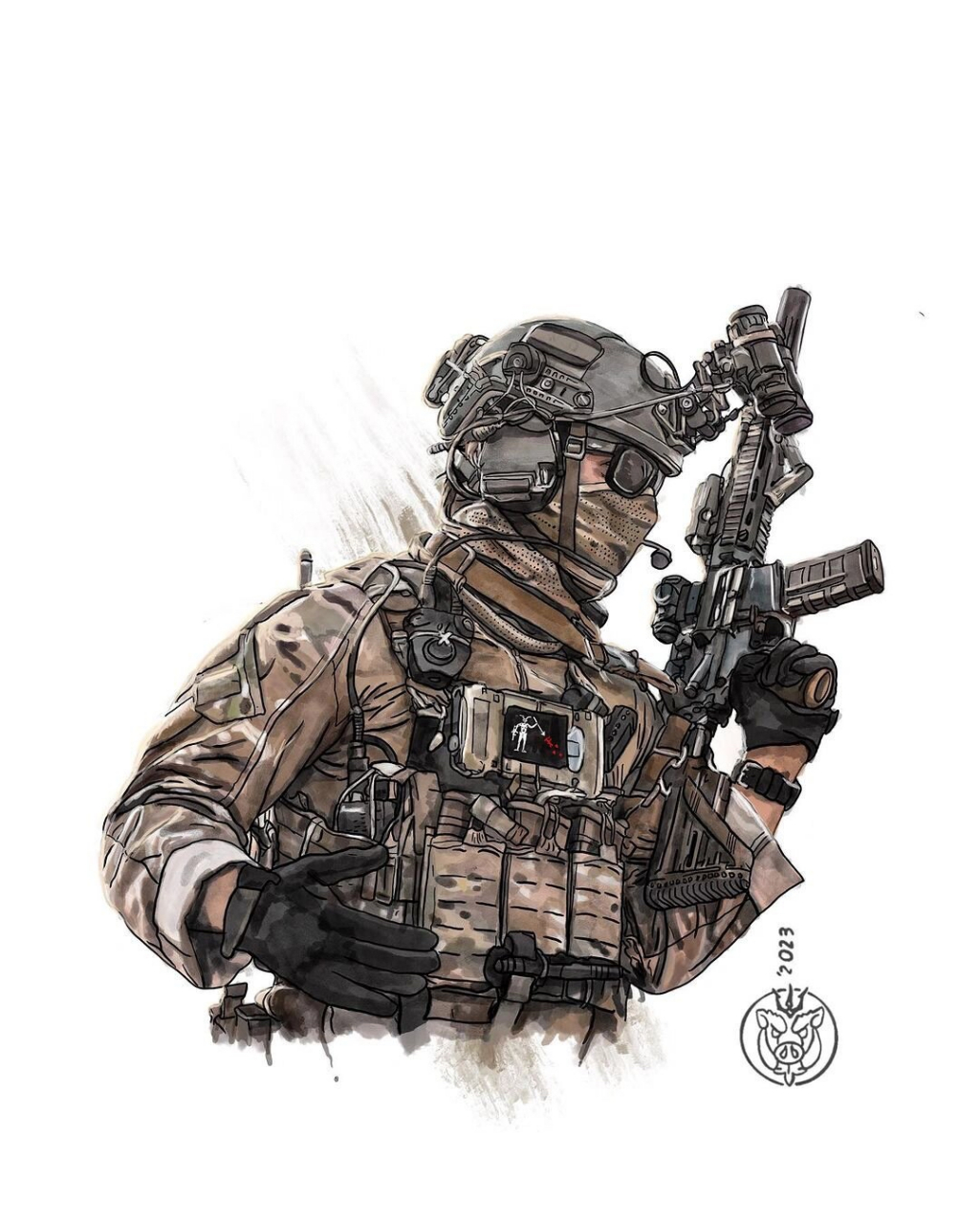 绘画# #特种兵# #插画