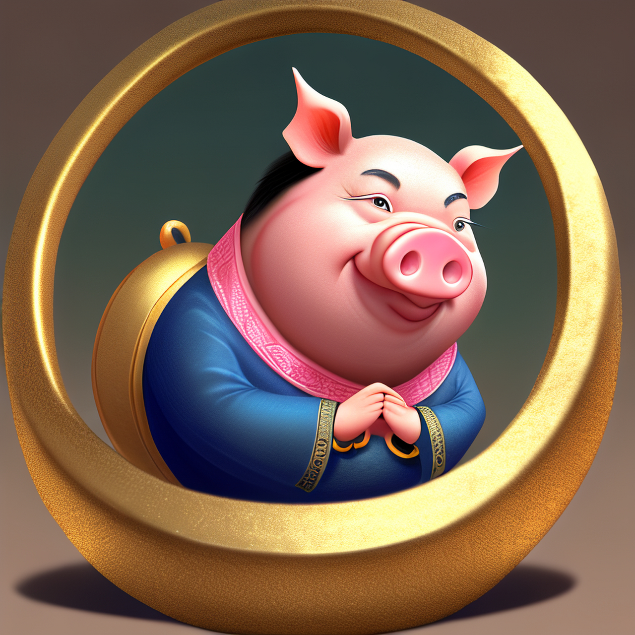 用百度黑科技制作了一幅猪八戒的图片,财迷的形象,跃然纸上.