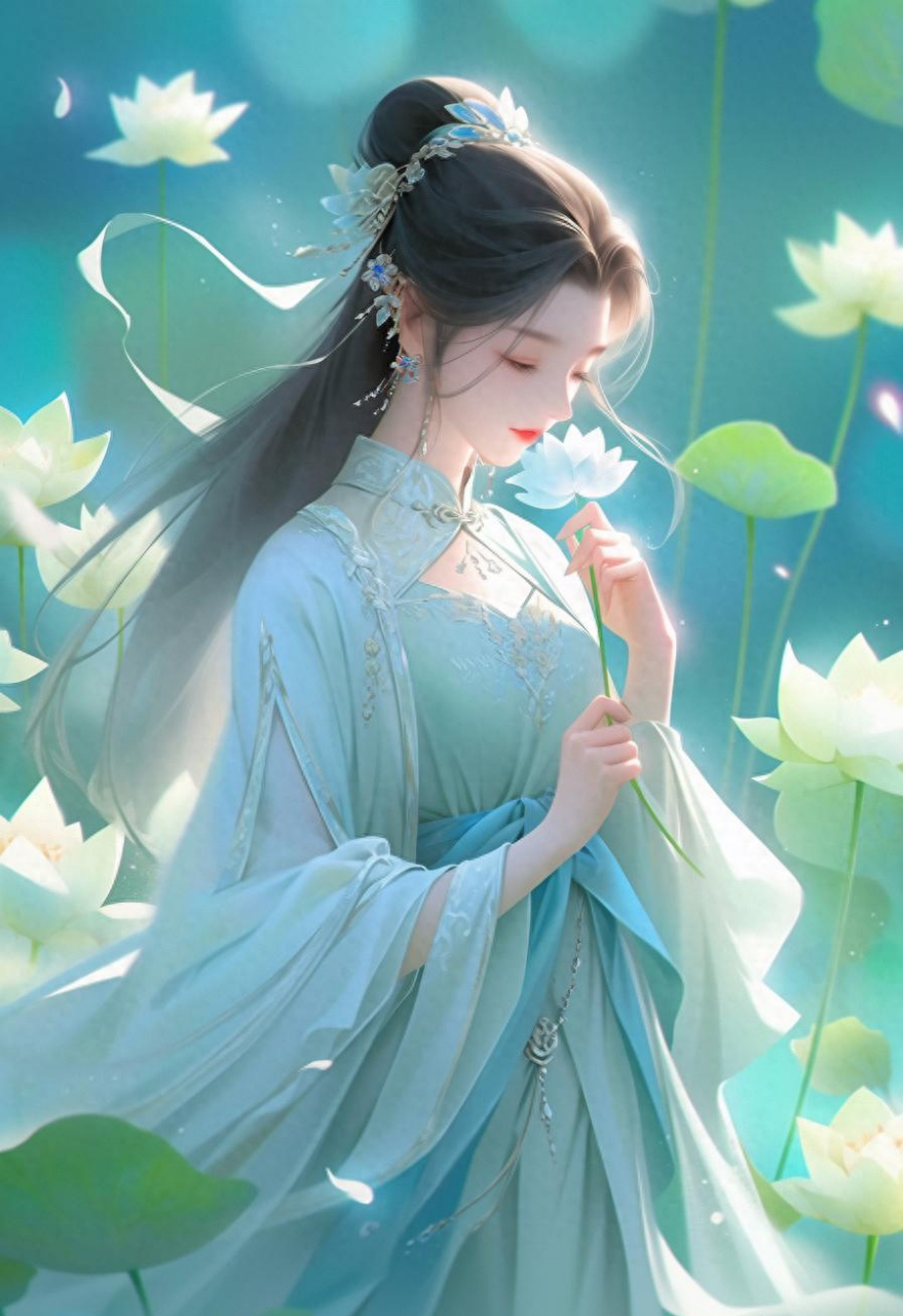 荷花青衣仙女壁纸