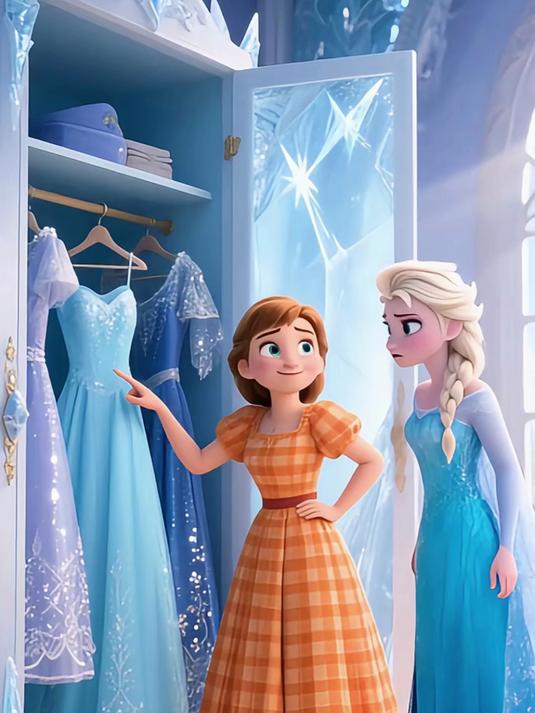 安娜抢走艾莎裙子