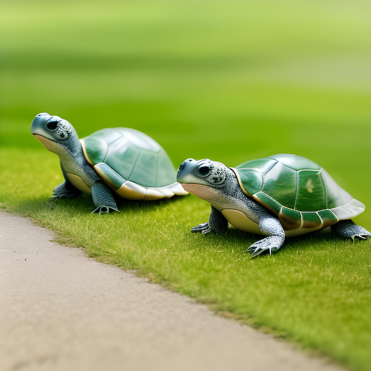 乌龟在绿色的草地上散步 #乌龟是好运的象征# #好运# #乌龟