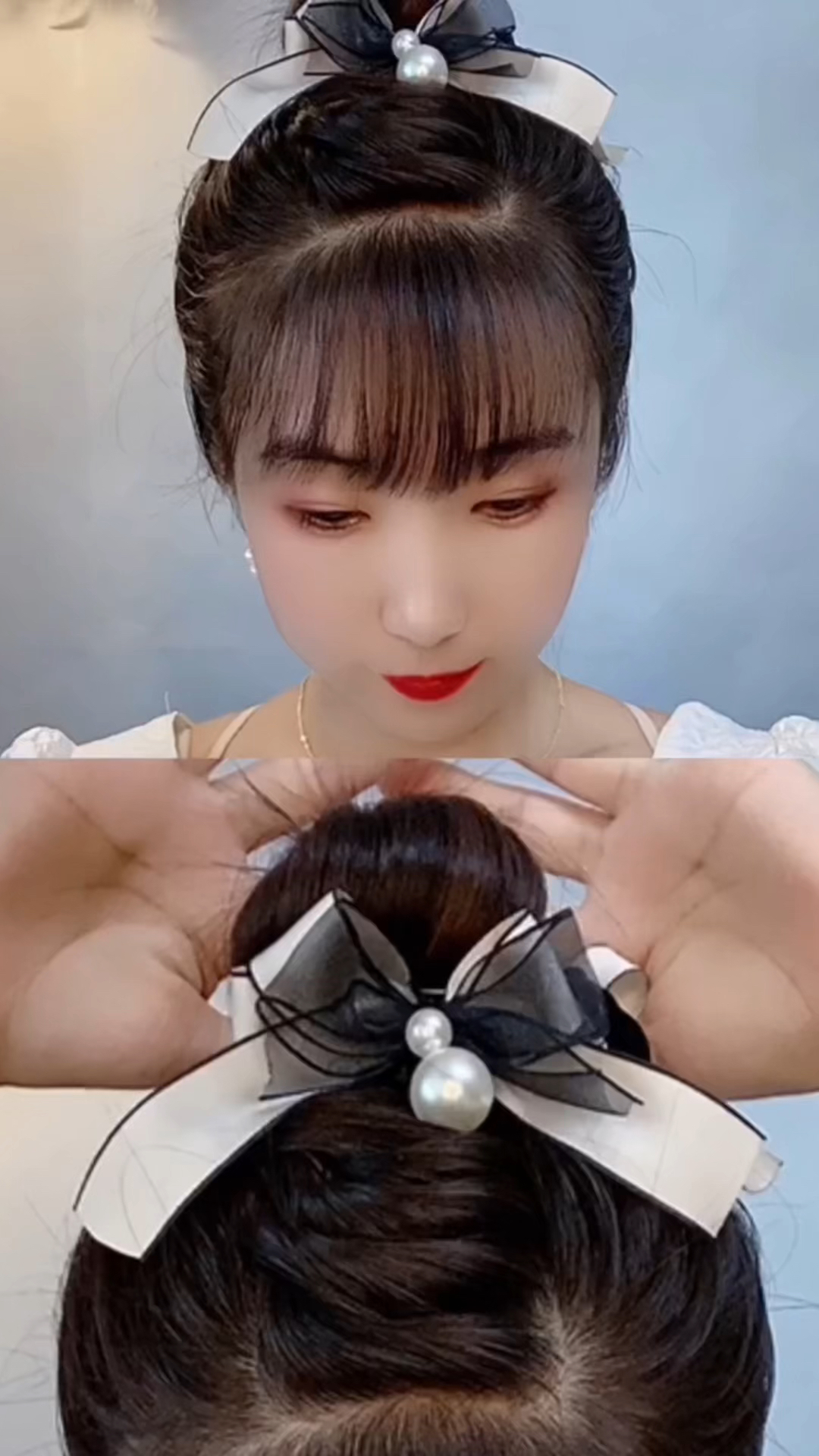 头顶纹理丸子头